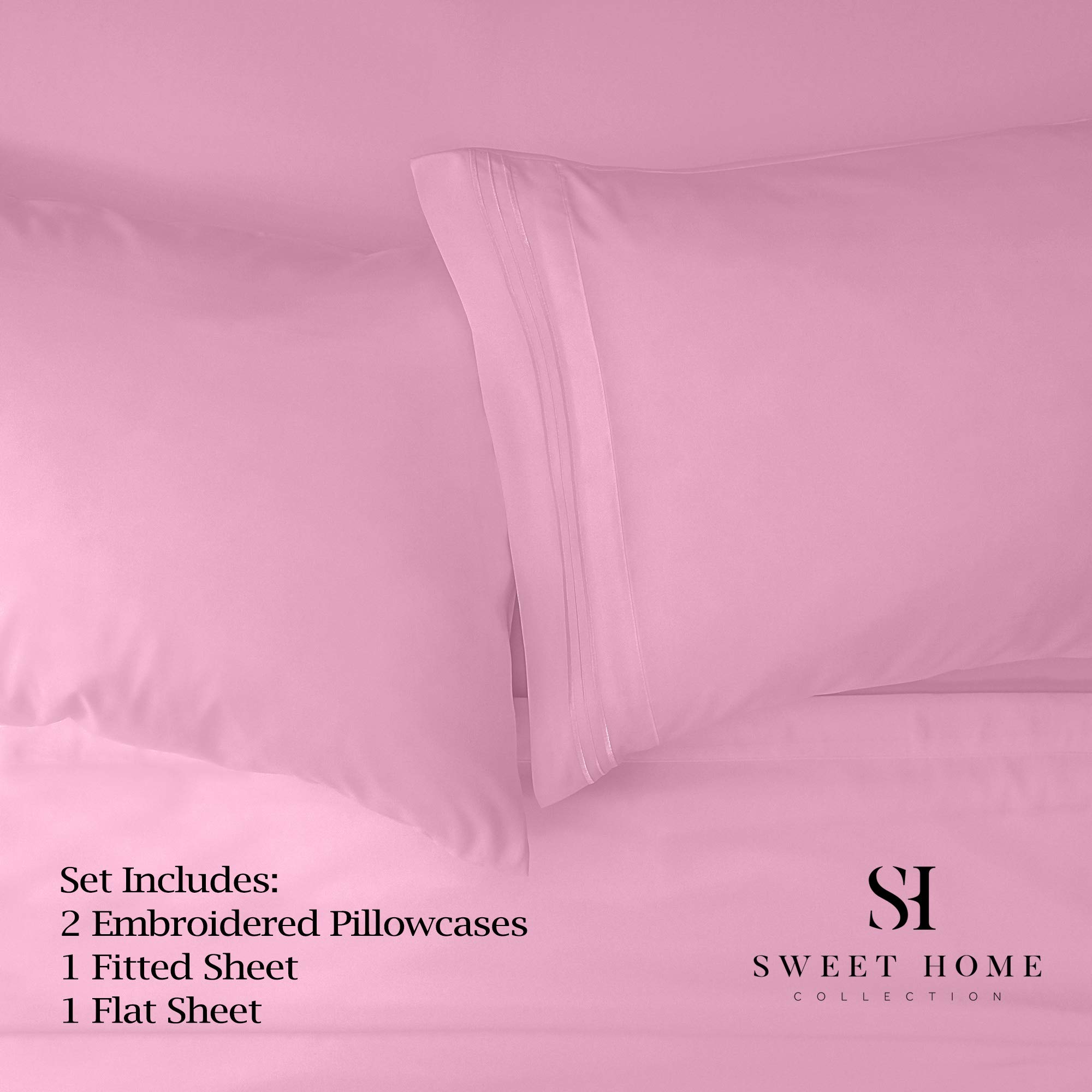 Foto 2 | Juego de Sábanas Sweet Home Collection 1500 Supreme Pink Cal King - Venta Internacional