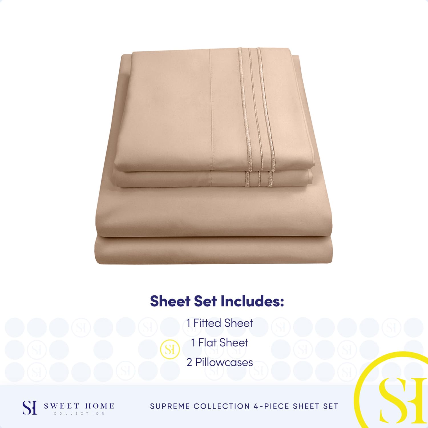 Foto 5 pulgar | Sábanas Sweet Home Collection Supreme Queen Taupe - Venta Internacional.