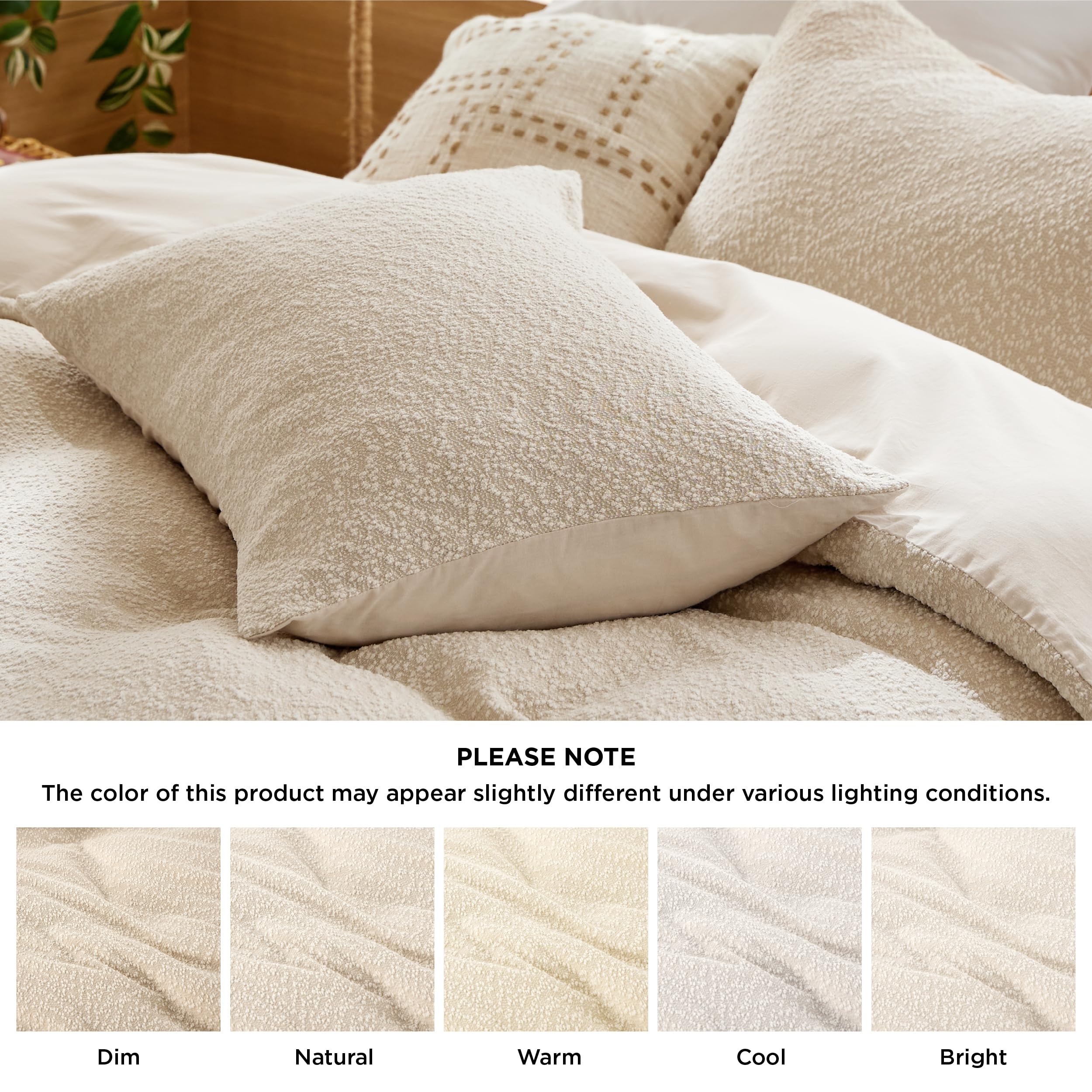 Foto 7 | Juego de Funda Edredón Bedsure Tamaño Queen Textura Beige - Venta Internacional