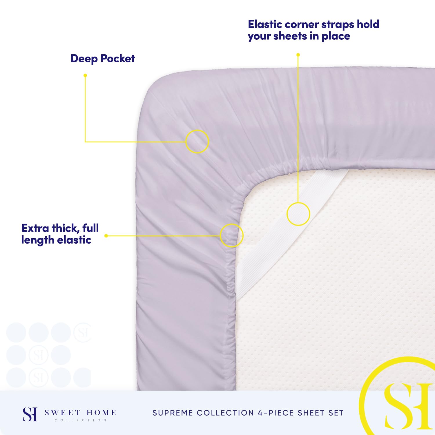 Foto 6 pulgar | Sábanas Sweet Home Collection Supreme Queen Lilac - Venta Internacional.