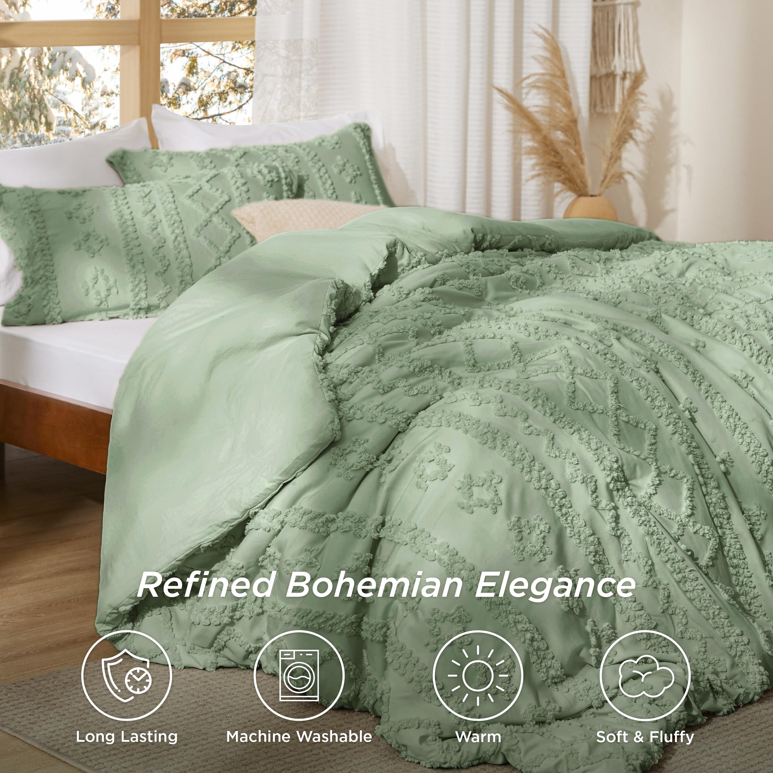 Foto 4 pulgar | Juego de Edredón Bedsure Queen Verde Salvia - Venta Internacional
