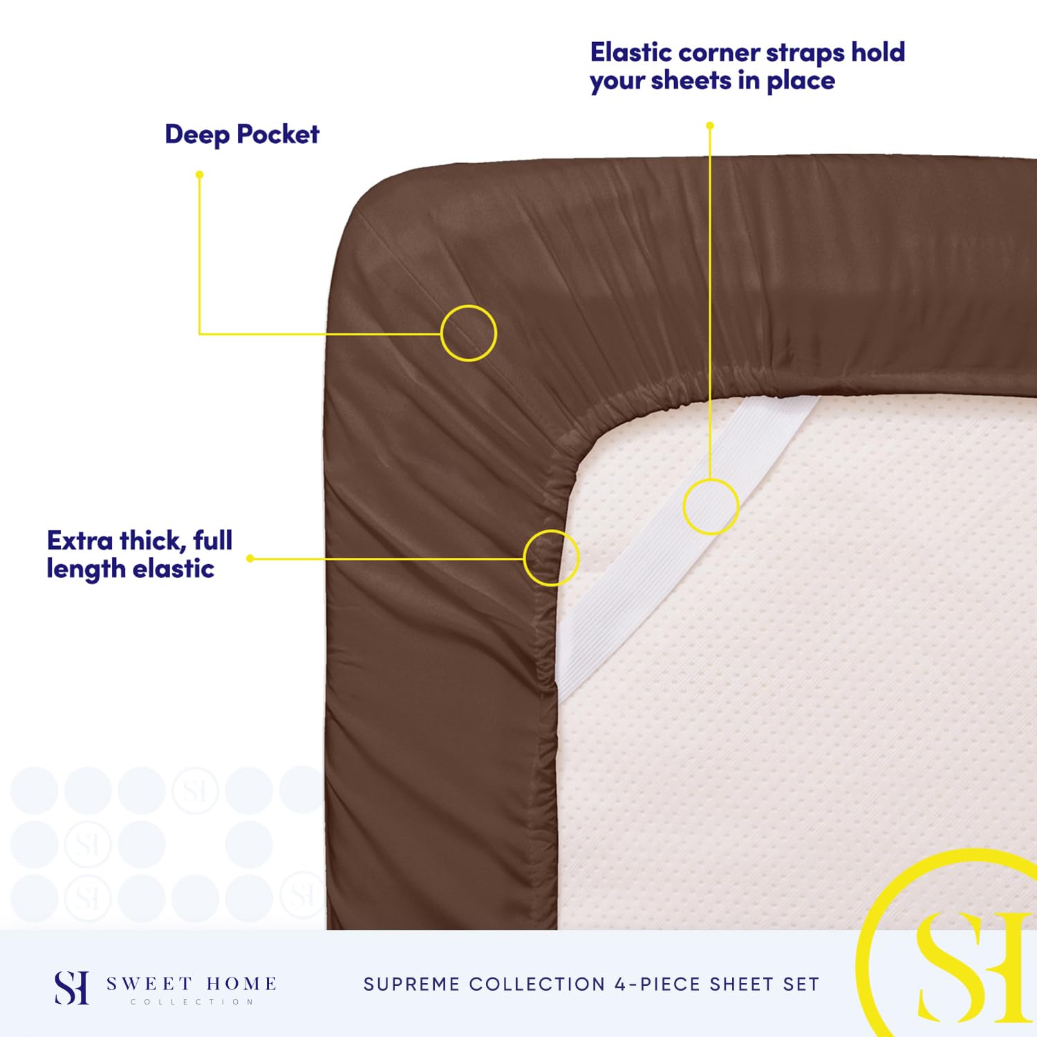Foto 6 pulgar | Sábanas Sweet Home Collection Rv Short Queen Brown - Venta Internacional.