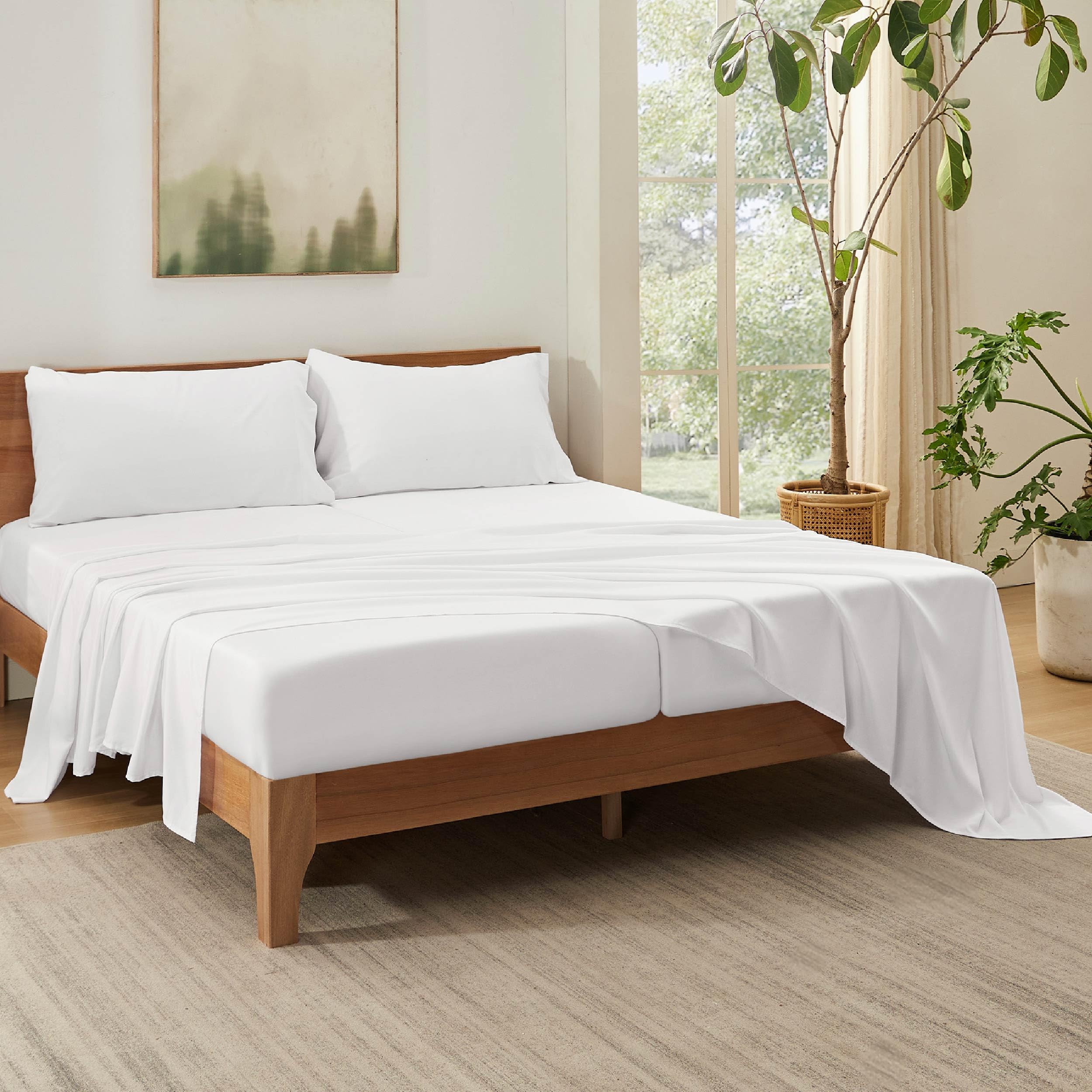 Foto 3 pulgar | Juego De Sábanas Bedsure Split King Cooling Rayon Bamboo White - Venta Internacional.