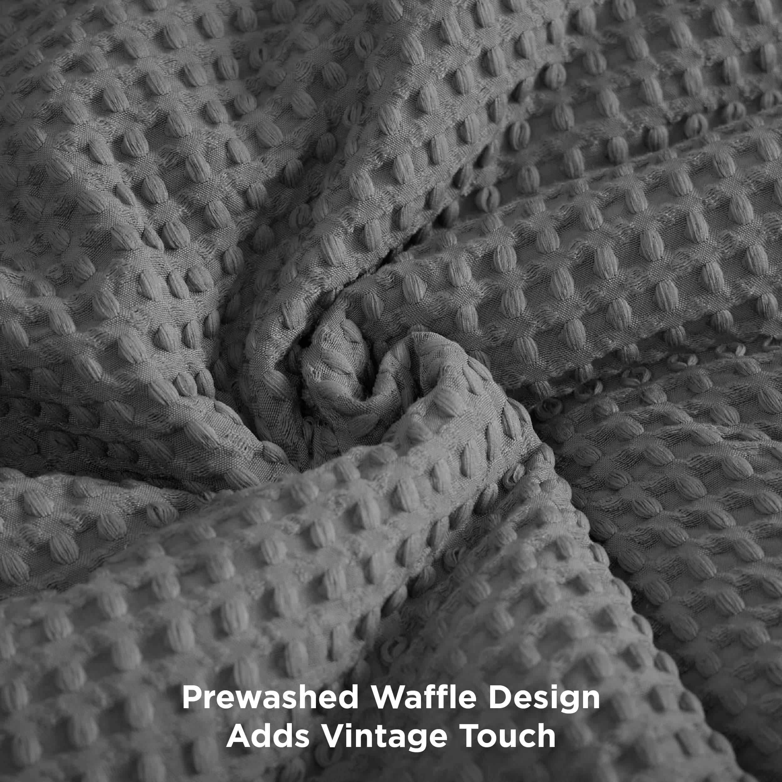 Foto 4 pulgar | Juego de Edredón Bedsure Waffle Weave King Gris Oscuro 3 Piezas - Venta Internacional