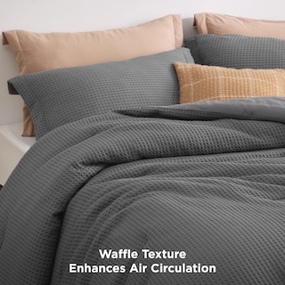 Foto 4 | Juego de Edredón Bedsure Waffle Weave King Gris Oscuro 3 Piezas - Venta Internacional