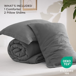 Foto 6 | Juego de Edredón Bedsure Waffle Weave King Gris Oscuro 3 Piezas - Venta Internacional