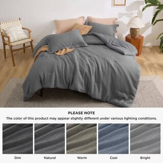 Foto 7 | Juego de Edredón Bedsure Waffle Weave King Gris Oscuro 3 Piezas - Venta Internacional