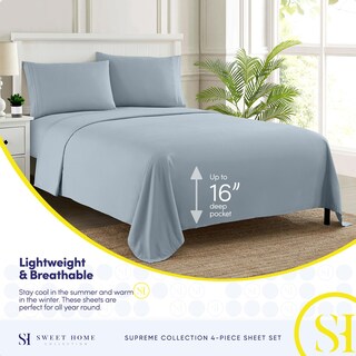 Foto 3 | Juego De Sábanas Sweet Home Collection 1800 Supreme Twin Misty Blue - Venta Internacional.