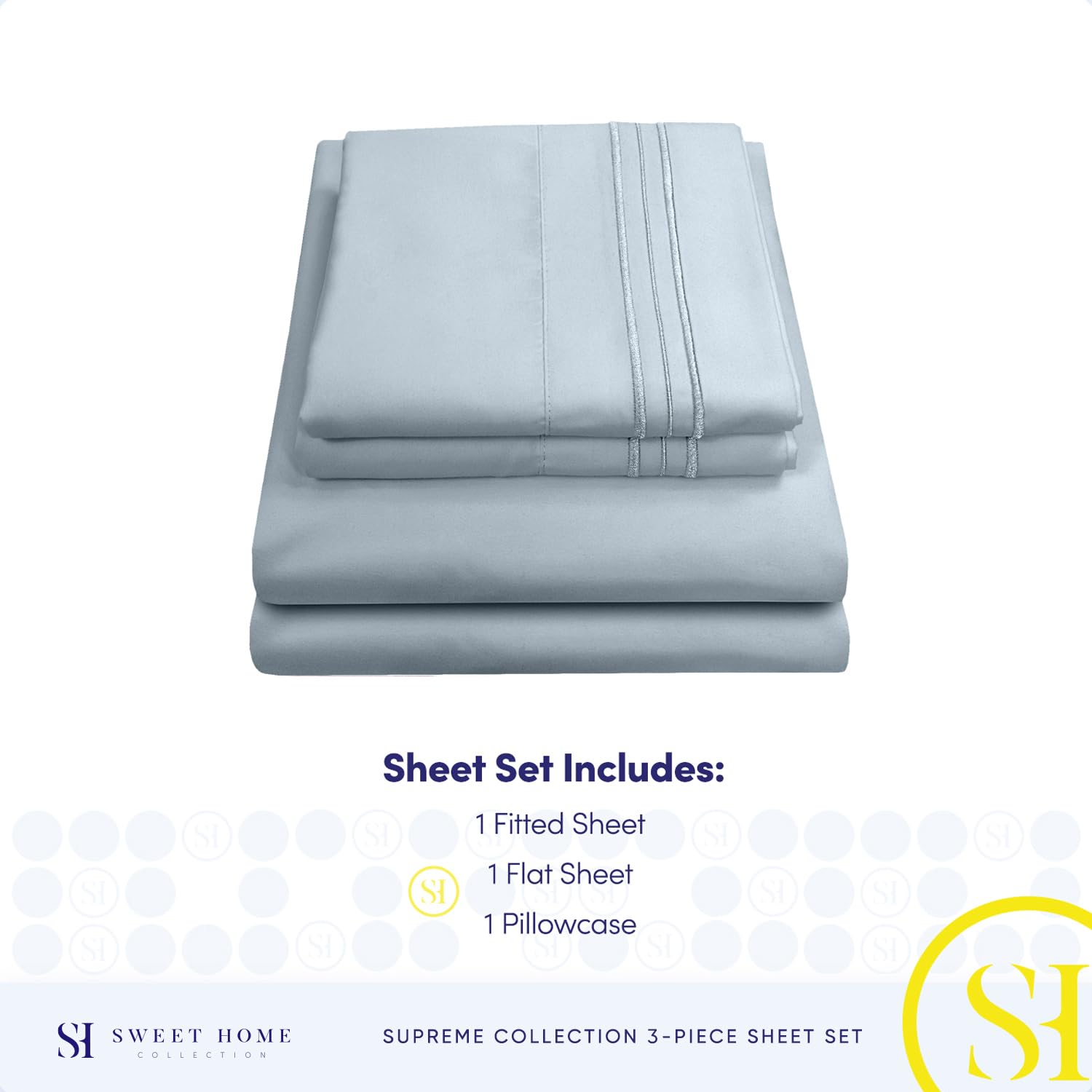 Foto 5 pulgar | Juego De Sábanas Sweet Home Collection 1800 Supreme Twin Misty Blue - Venta Internacional.