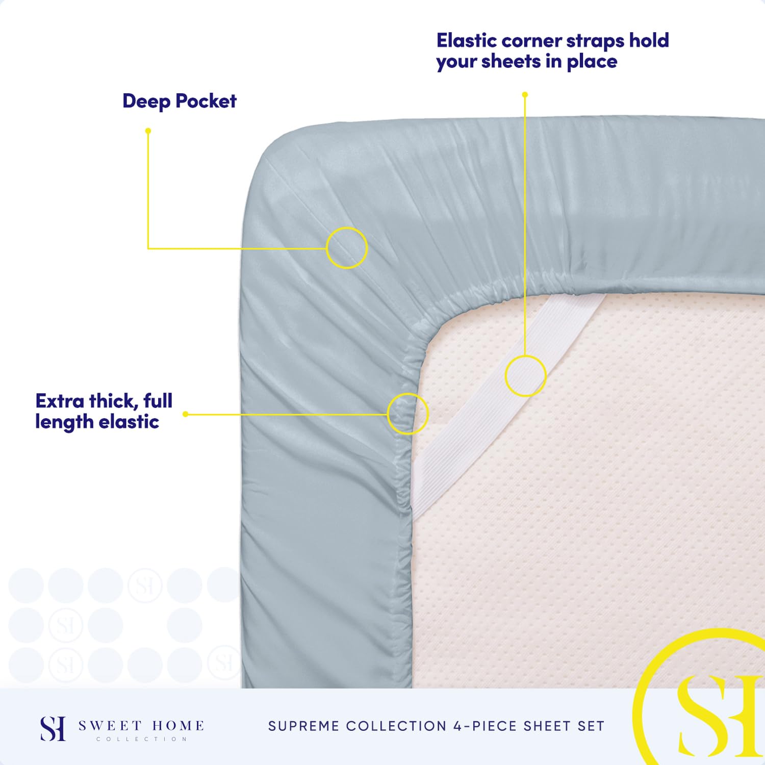 Foto 6 pulgar | Juego De Sábanas Sweet Home Collection 1800 Supreme Twin Misty Blue - Venta Internacional.