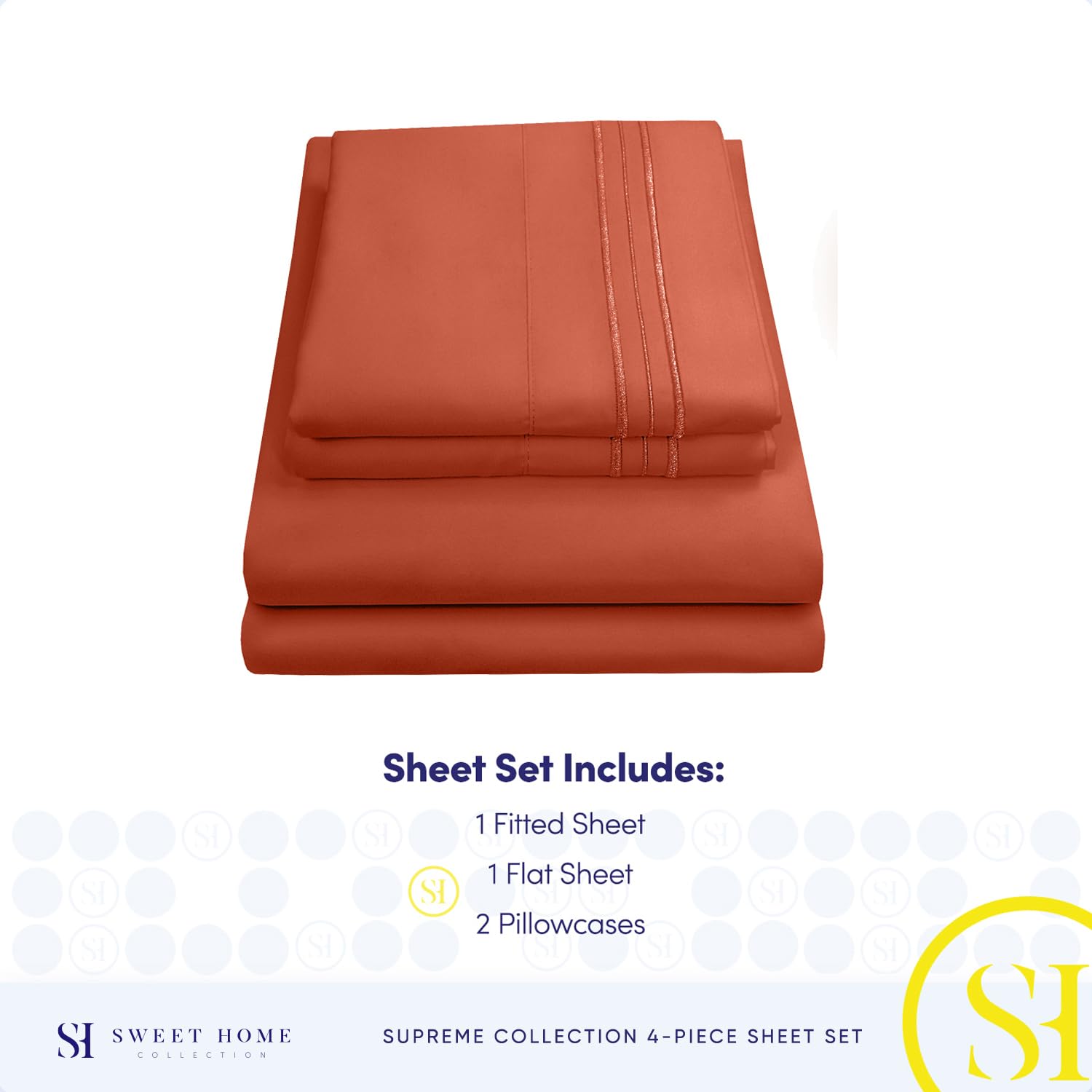 Foto 5 pulgar | Juego De Sábanas Sweet Home Collection California King Rust - Venta Internacional.