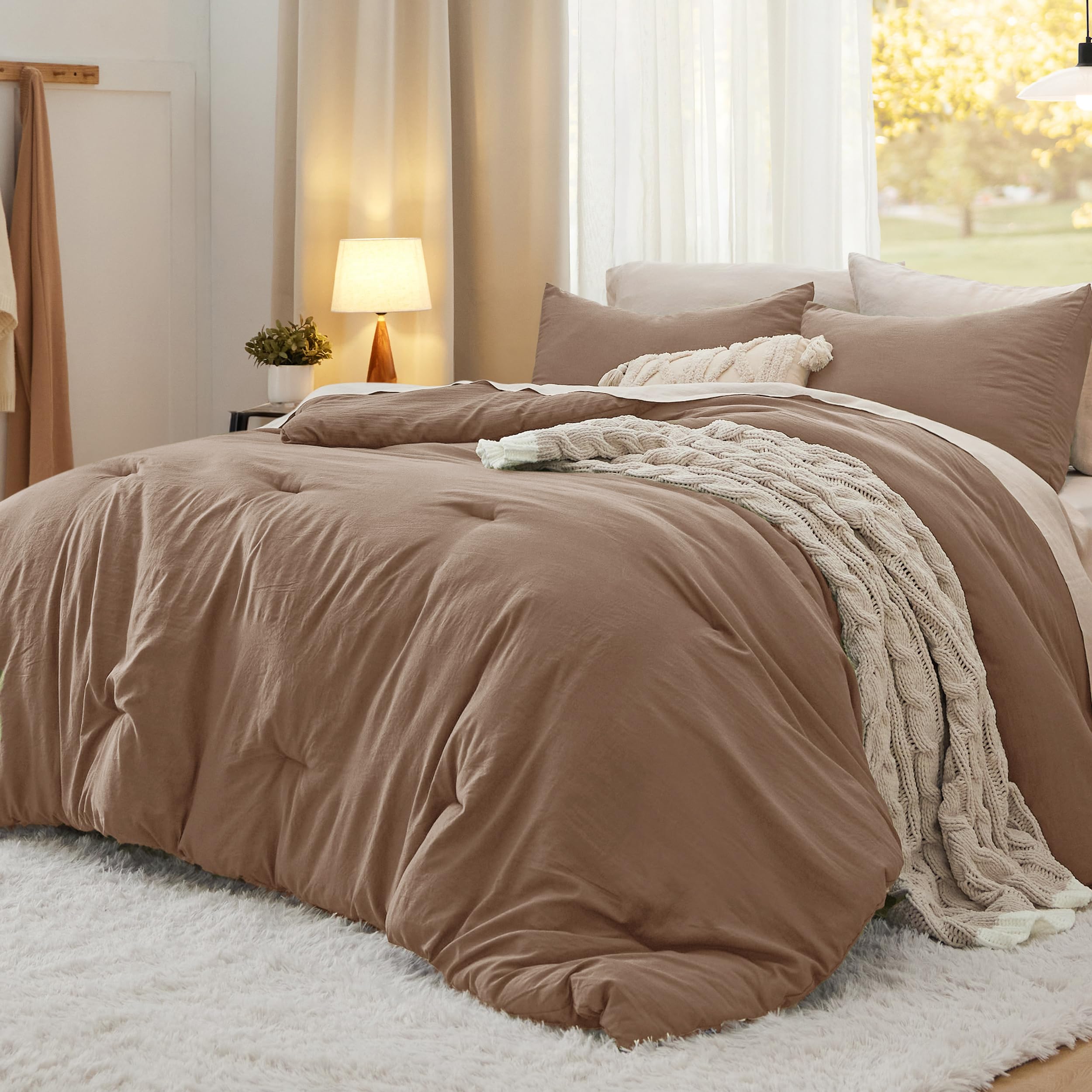 Juego de Edredón Bedsure California King Brown 3 Piezas - Venta Internacional