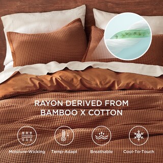 Foto 3 | Juego de Fundas De Edredón Bedsure Cooling Waffle Queen Burnt Orange - Venta Internacional