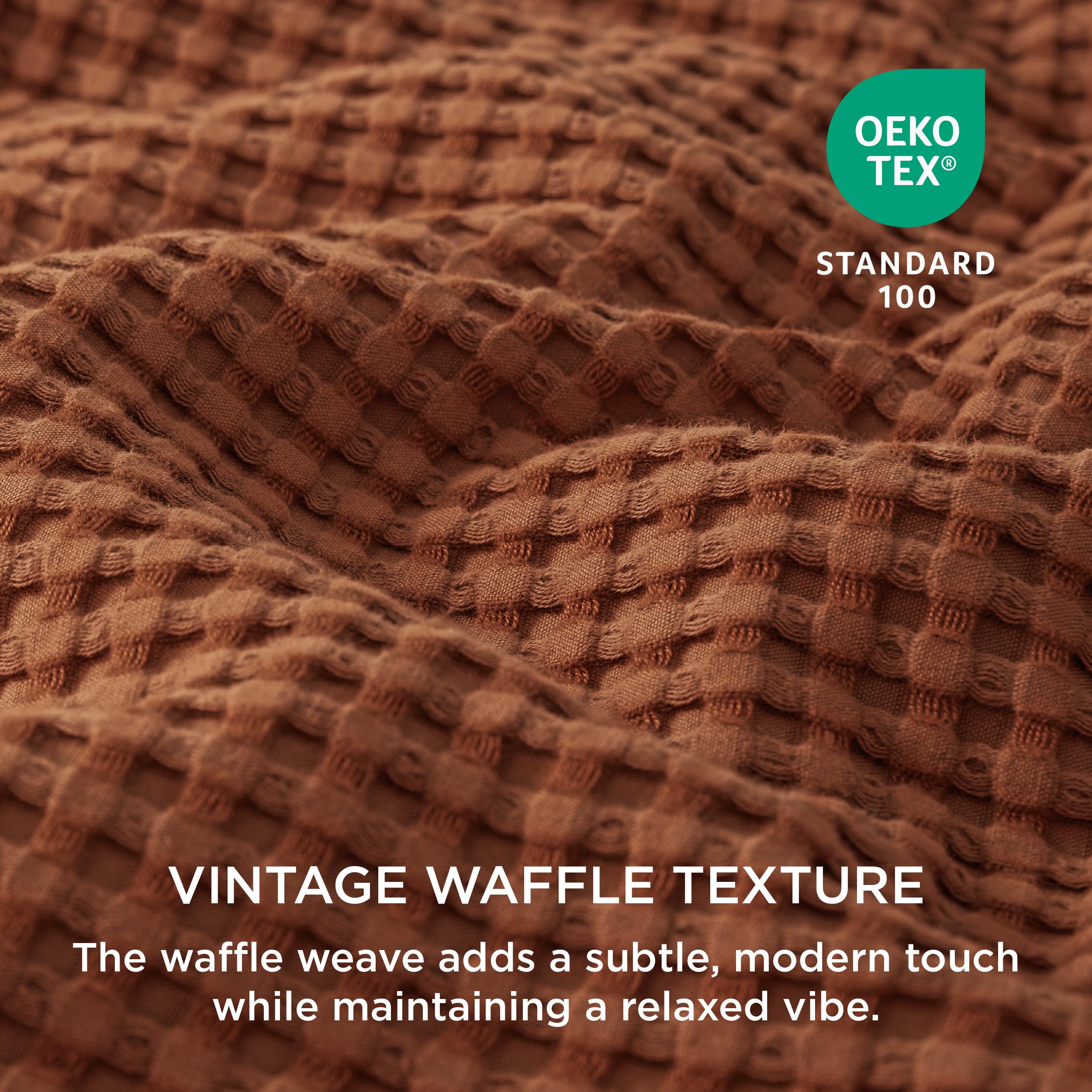 Foto 6 pulgar | Juego de Fundas De Edredón Bedsure Cooling Waffle Queen Burnt Orange - Venta Internacional
