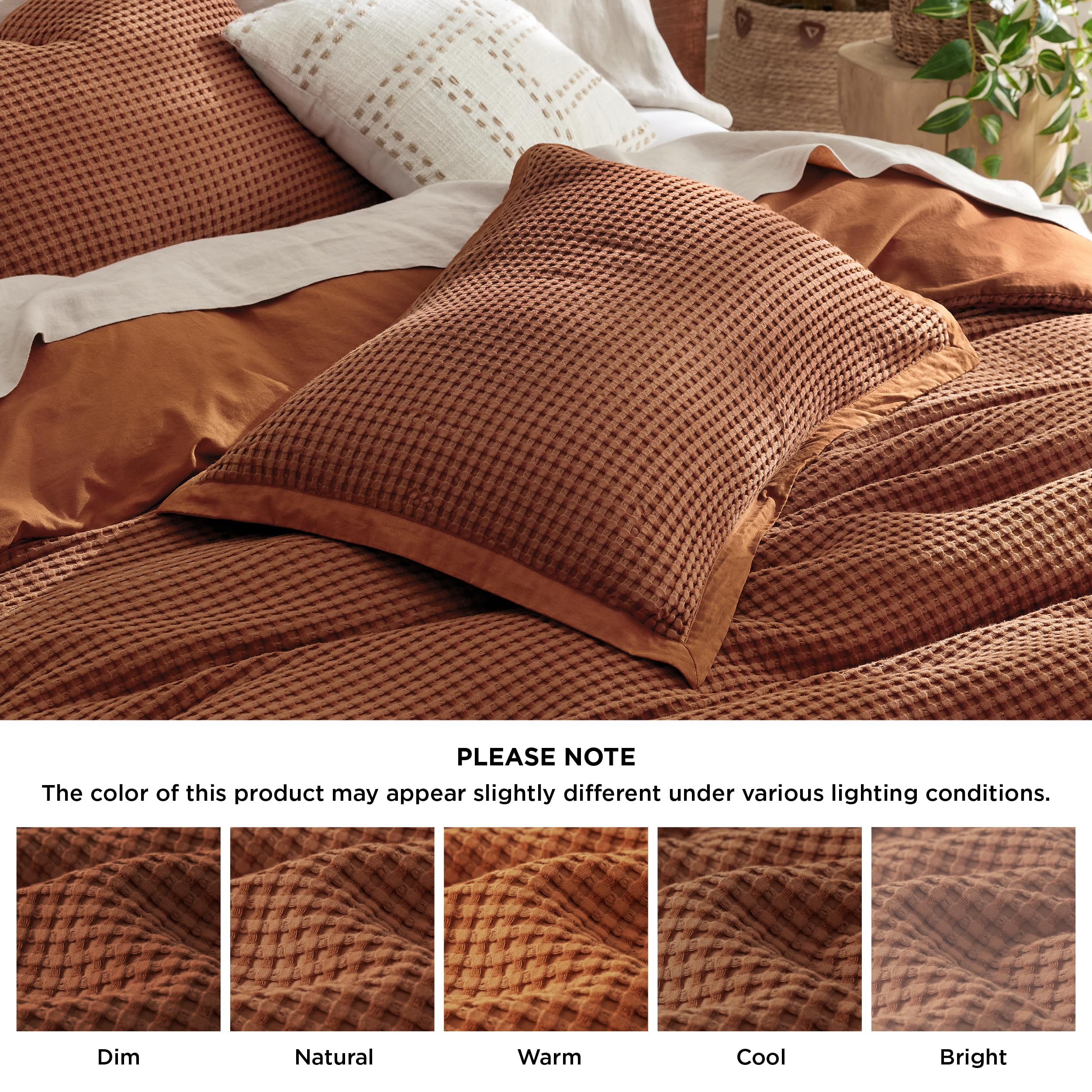 Foto 7 pulgar | Juego de Fundas De Edredón Bedsure Cooling Waffle Queen Burnt Orange - Venta Internacional