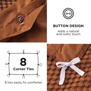 Foto 7 | Juego de Fundas De Edredón Bedsure Cooling Waffle Queen Burnt Orange - Venta Internacional