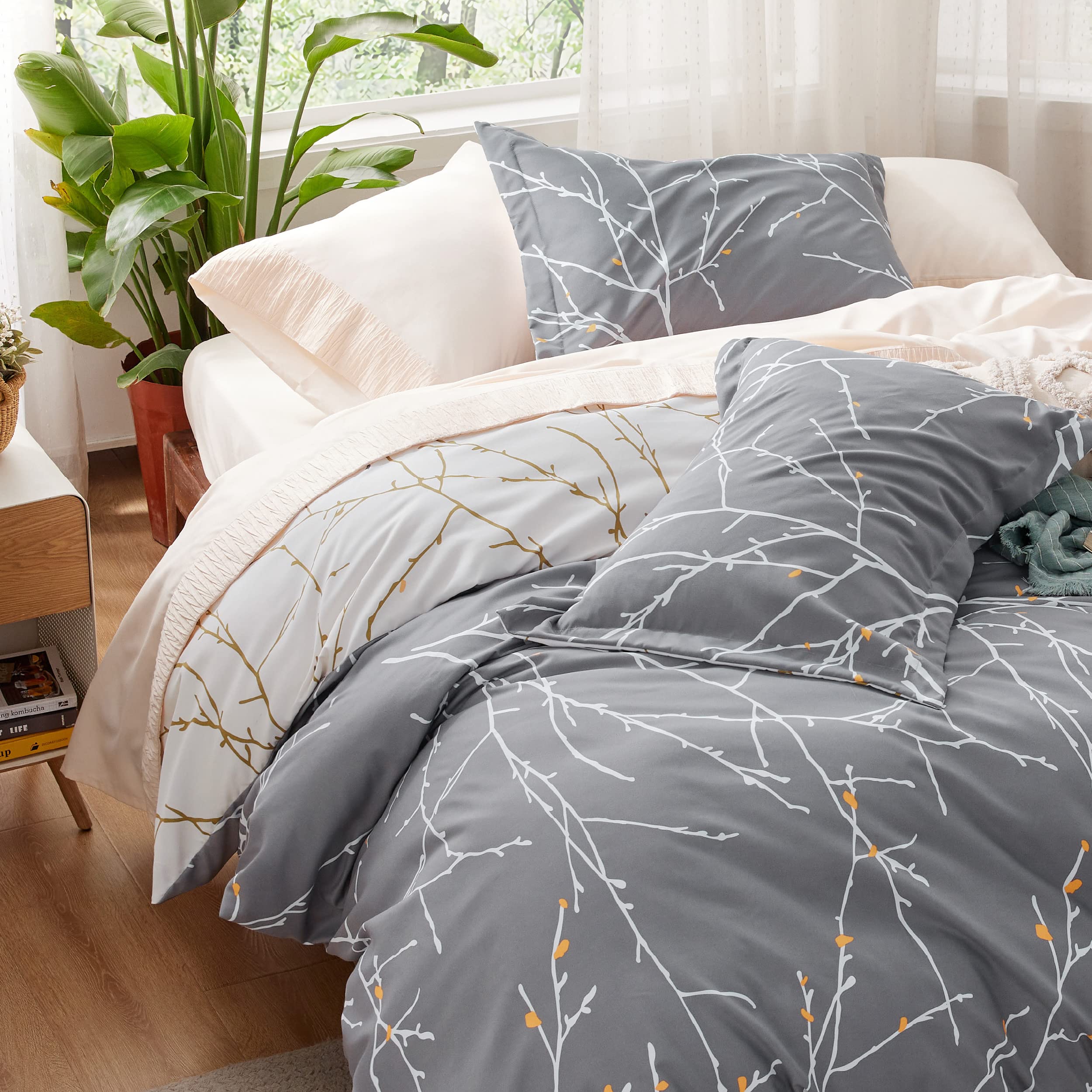 Foto 6 | Funda De Edredón Tamaño King Reversible Rama de Árbol Gris - Venta Internacional