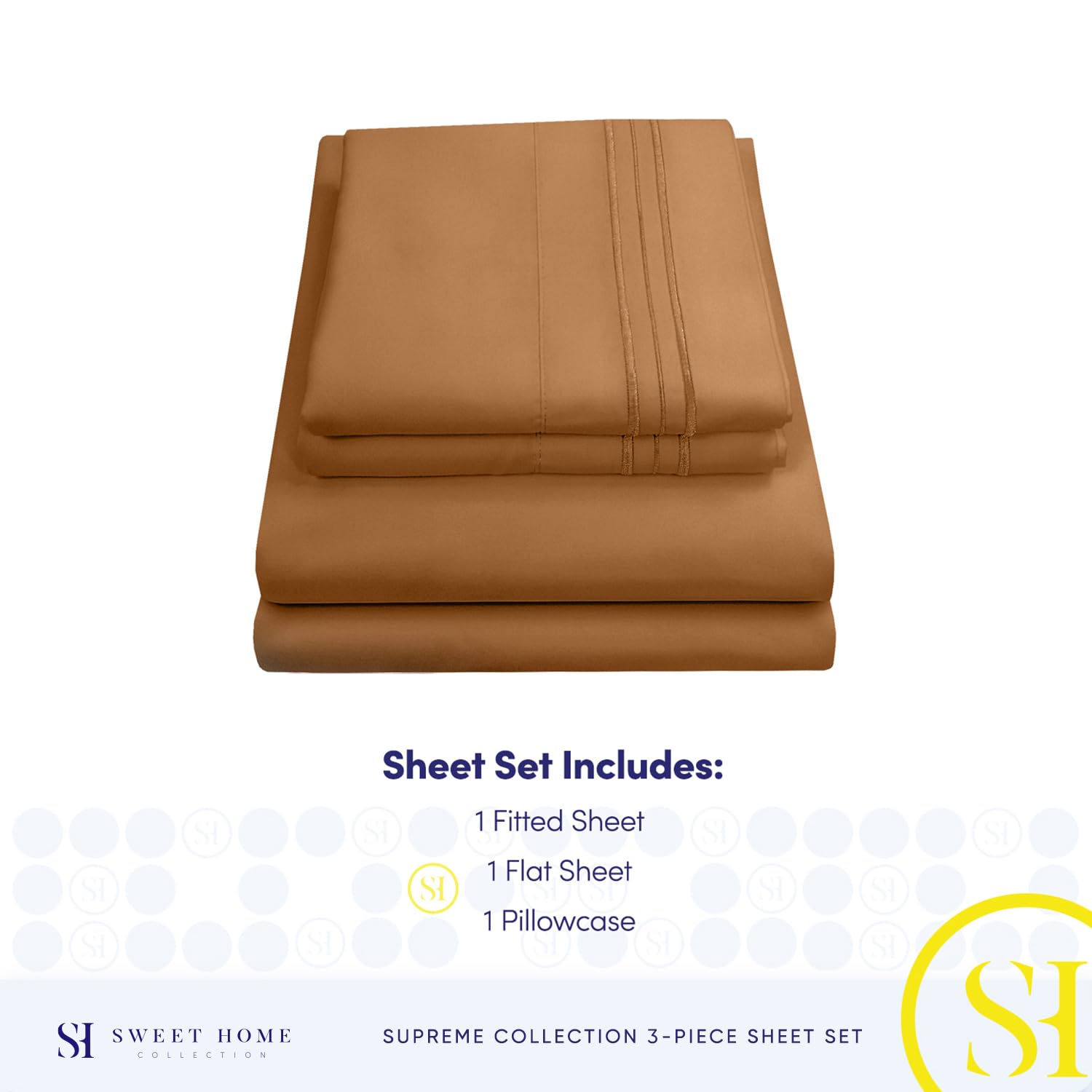 Foto 5 pulgar | Juego De Sábanas Sweet Home Collection Twin Mocha 1800 Supreme - Venta Internacional.