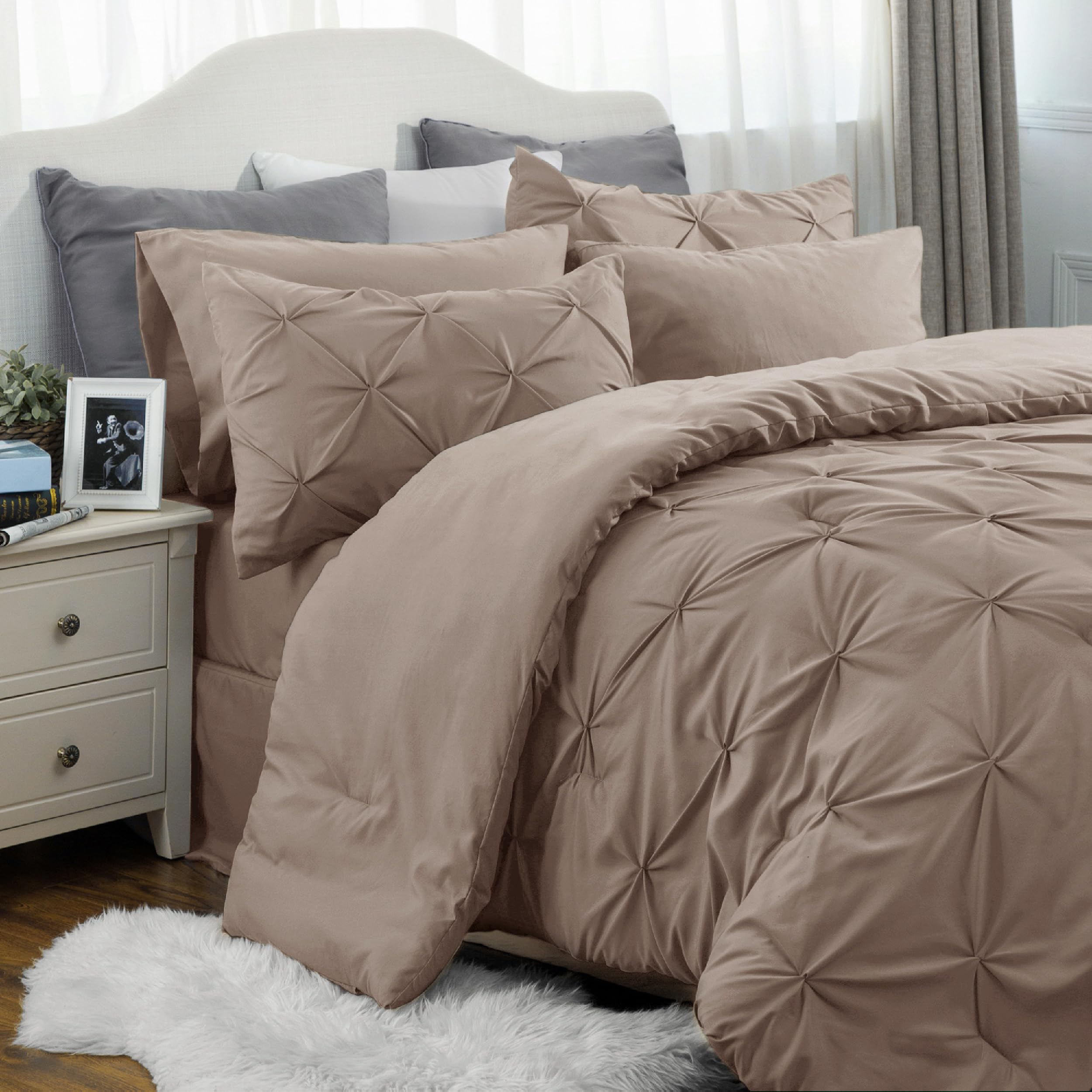 Foto 7 | Juego De Edredón Bedsure Tamaño King Caqui Con Sábanas, 7 Piezas - Venta Internacional.