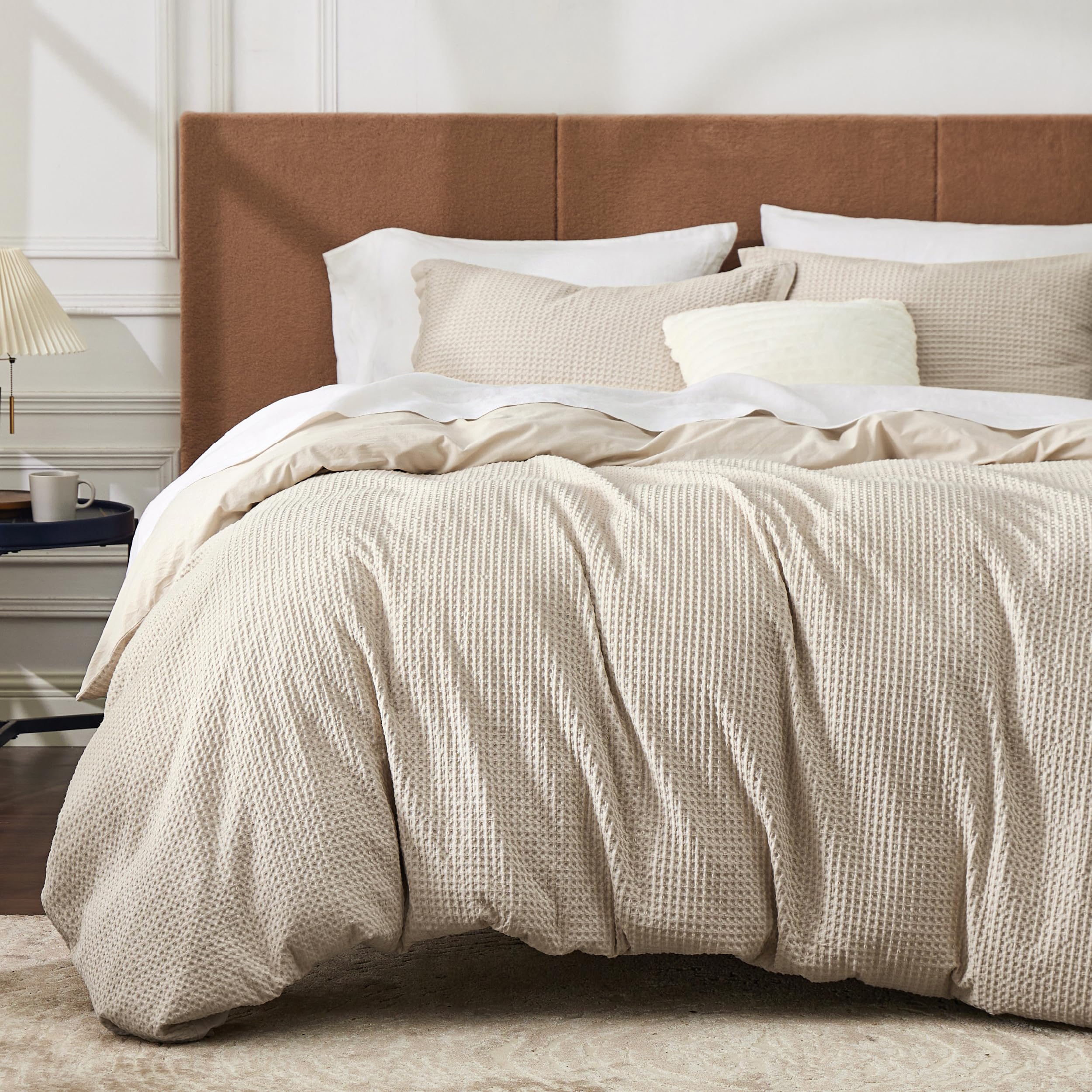 Juego de Funda de Edredón King  Bedsure Beige 100% Algodón - Venta Internacional
