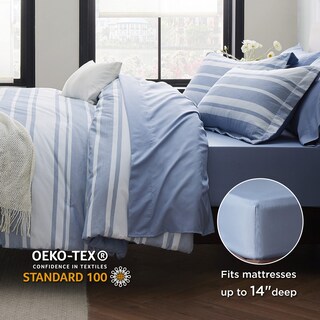 Foto 3 | Juego de Edredón Bedsure Doble Rayas Azules 5 Piezas - Venta Internacional