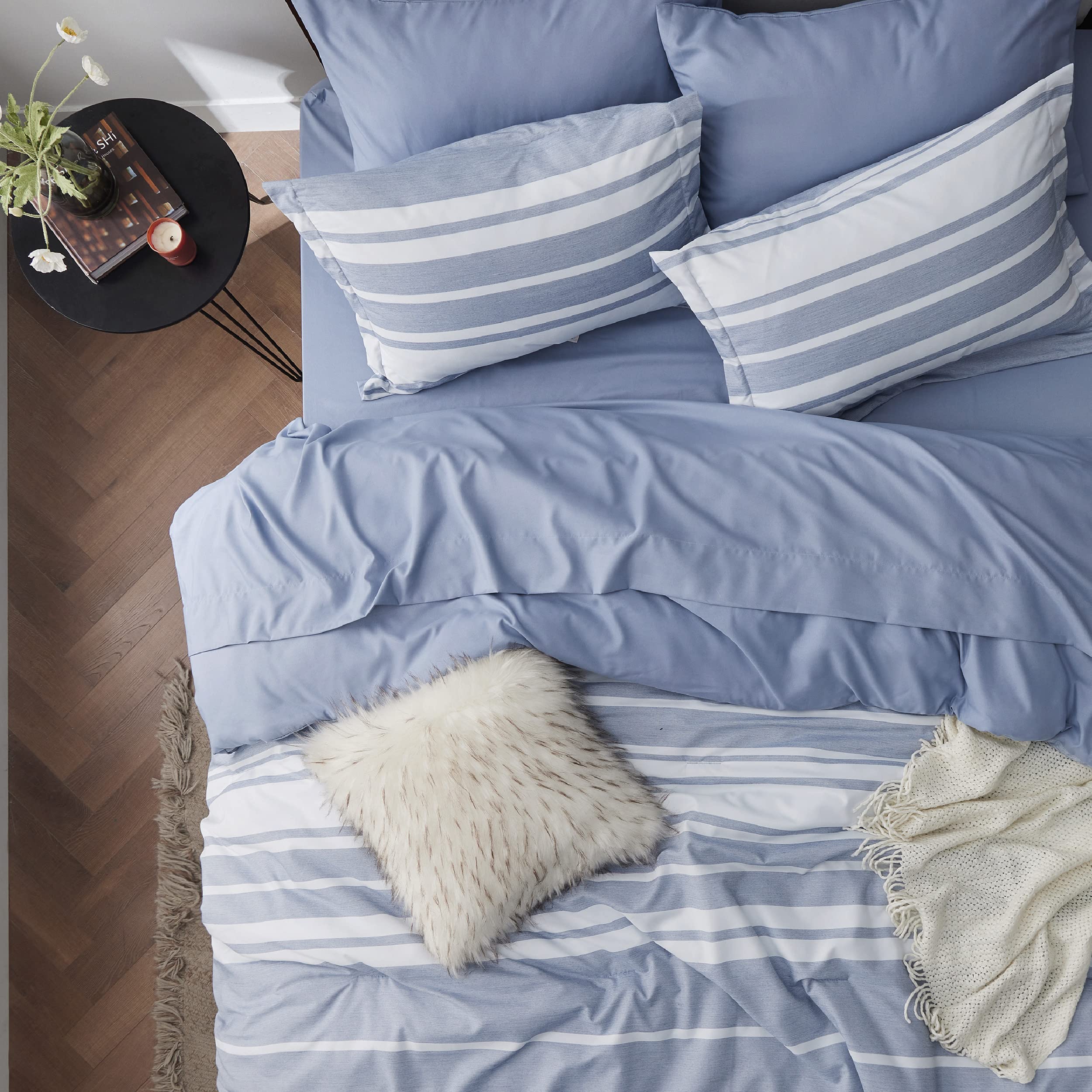 Foto 5 | Juego de Edredón Bedsure Doble Rayas Azules 5 Piezas  - Venta Internacional