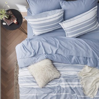 Foto 5 | Juego de Edredón Bedsure Doble Rayas Azules 5 Piezas - Venta Internacional