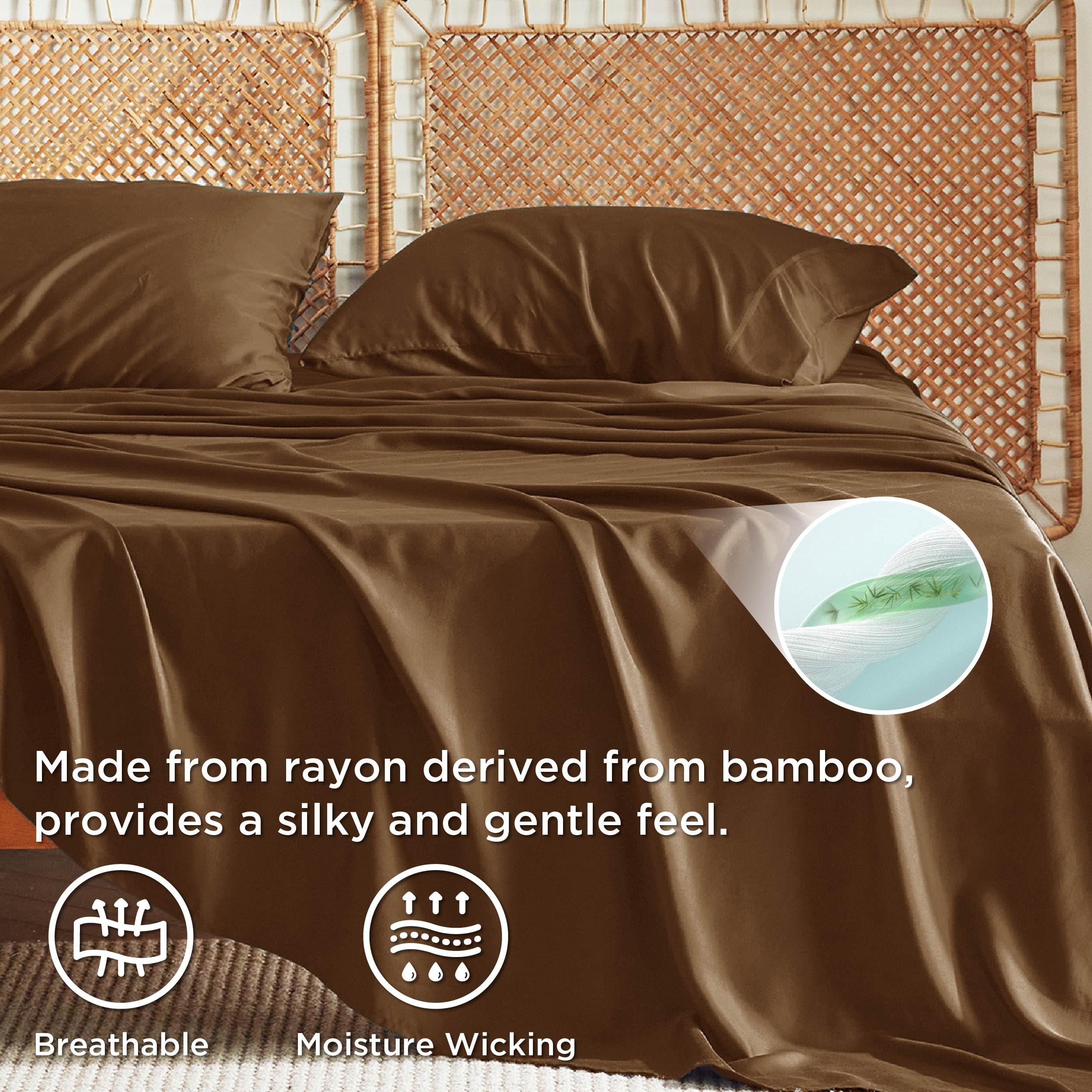 Foto 3 | Juego De Sábanas Bedsure, Tamaño Queen, Rayón, Bambú, Color Marrón - Venta Internacional.