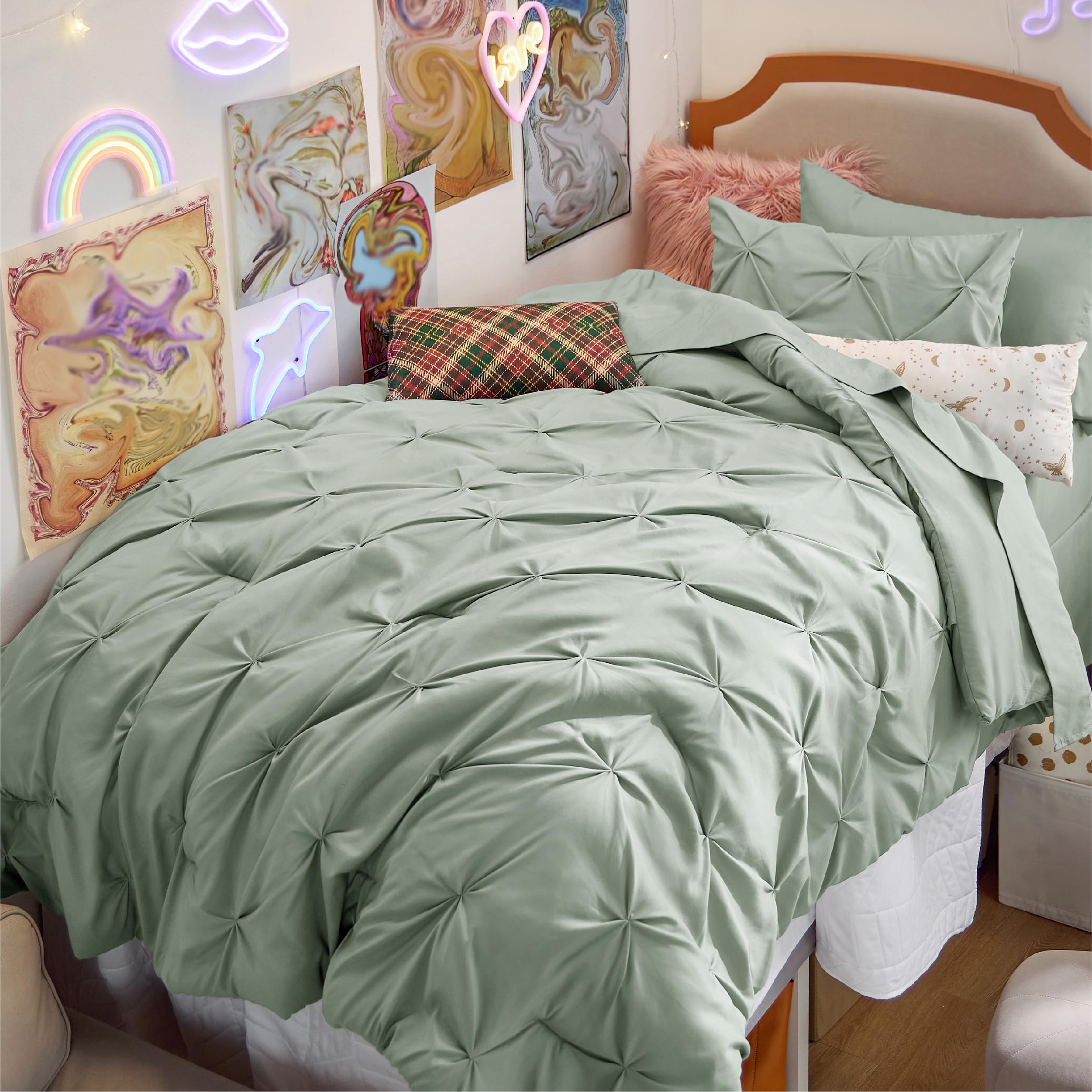 Foto 4 pulgar | Juego De Edredón Bedsure Twin Sage Green Con Sábanas, 5 Piezas - Venta Internacional.