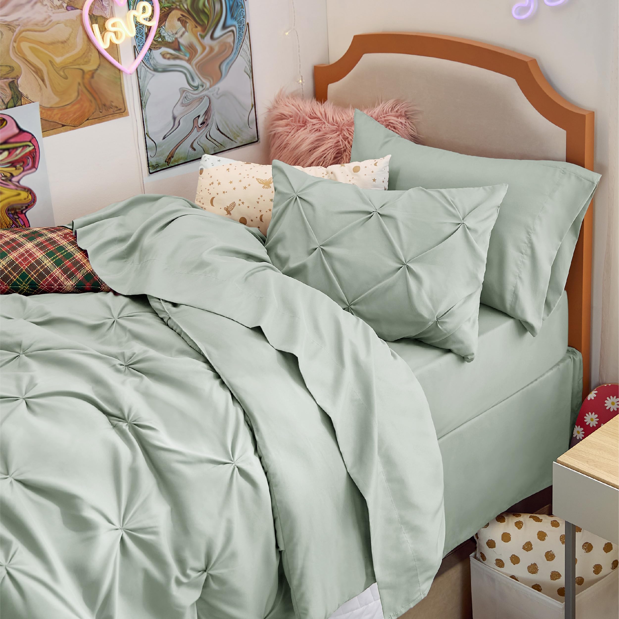 Foto 5 pulgar | Juego De Edredón Bedsure Twin Sage Green Con Sábanas, 5 Piezas - Venta Internacional.