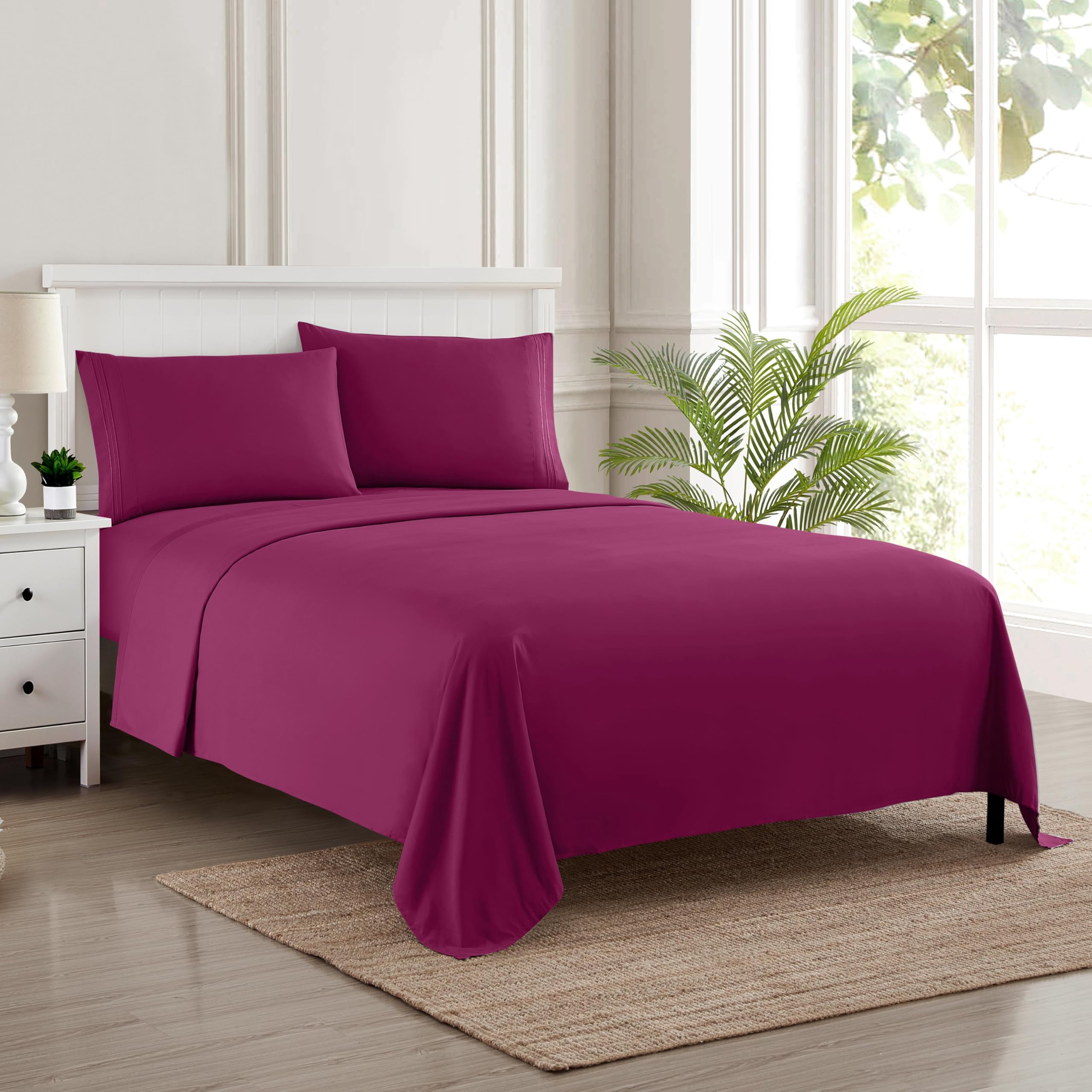 Juego De Sábanas Sweet Home Collection 1800 Supreme Twin Berry - Venta Internacional.
