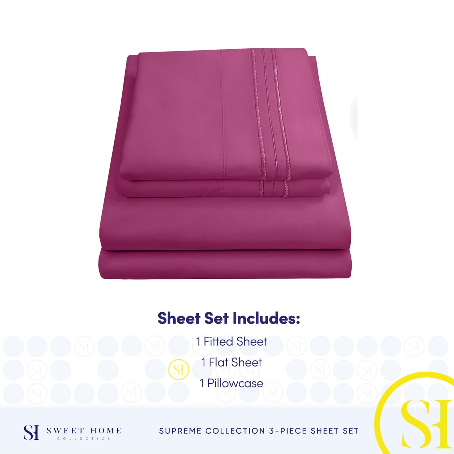 Foto 5 pulgar | Juego De Sábanas Sweet Home Collection 1800 Supreme Twin Berry - Venta Internacional.