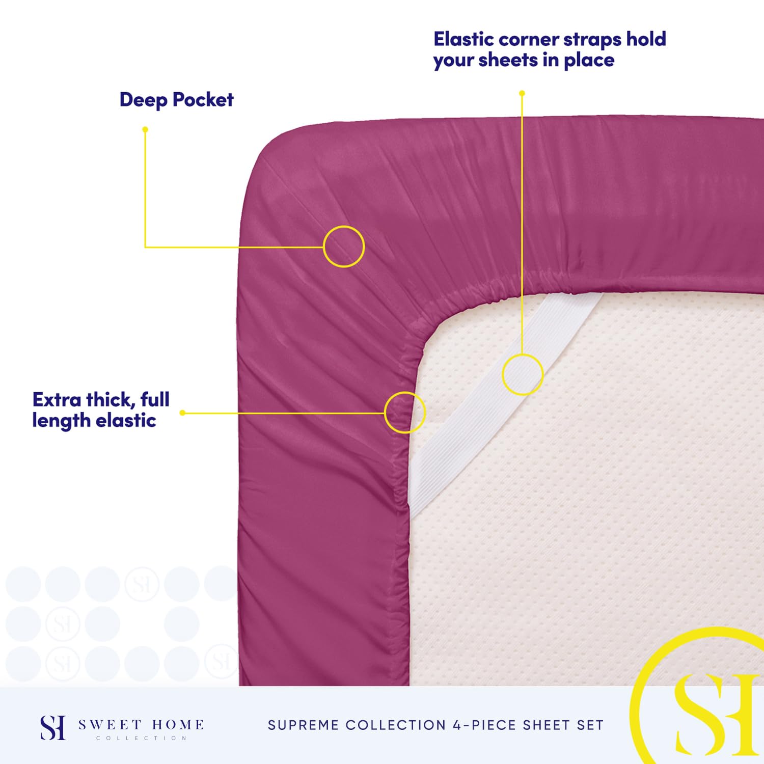 Foto 6 pulgar | Juego De Sábanas Sweet Home Collection 1800 Supreme Twin Berry - Venta Internacional.