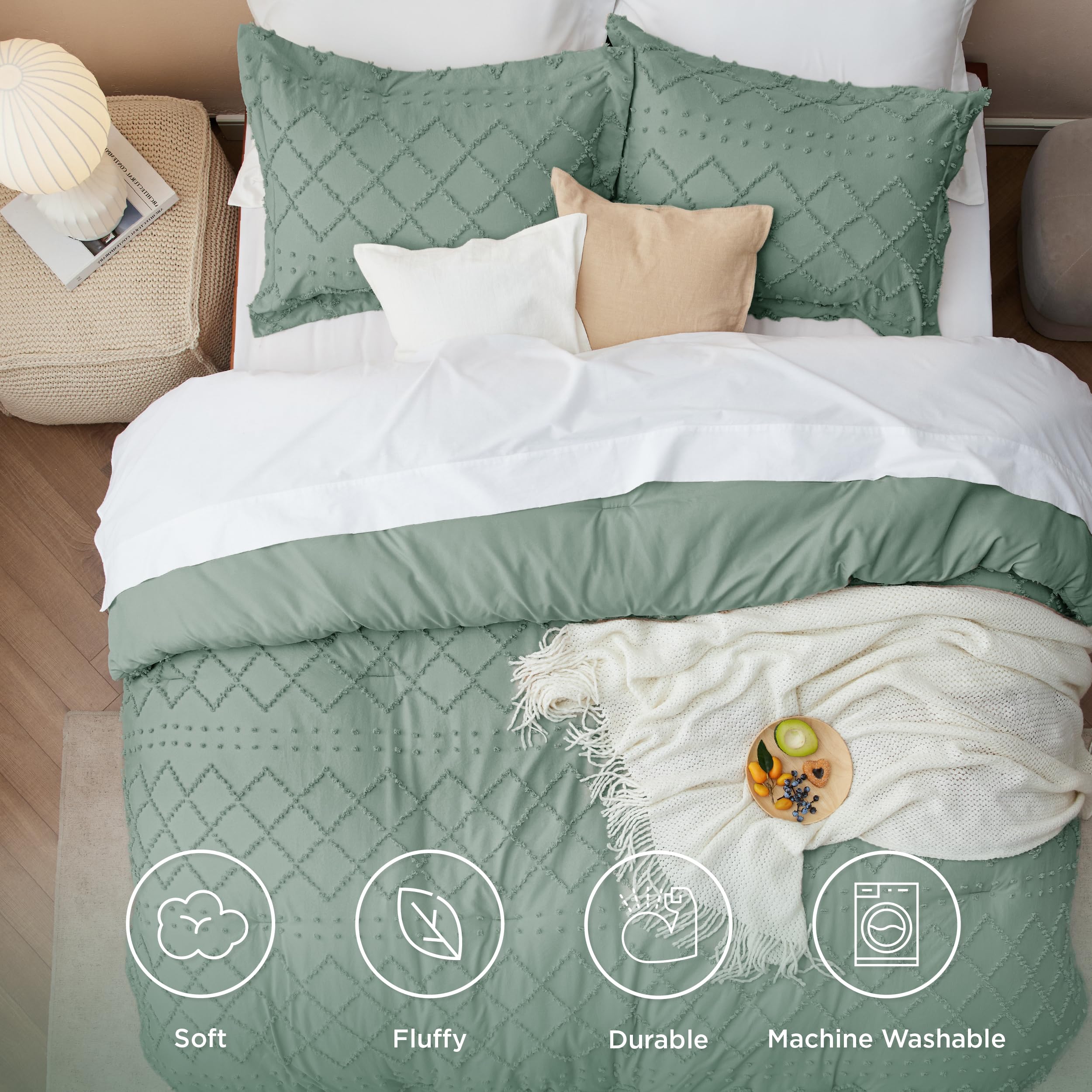 Foto 4 pulgar | Juego de Edredón Bedsure Queen Green Con 2 Fundas De Almohada - Venta Internacional