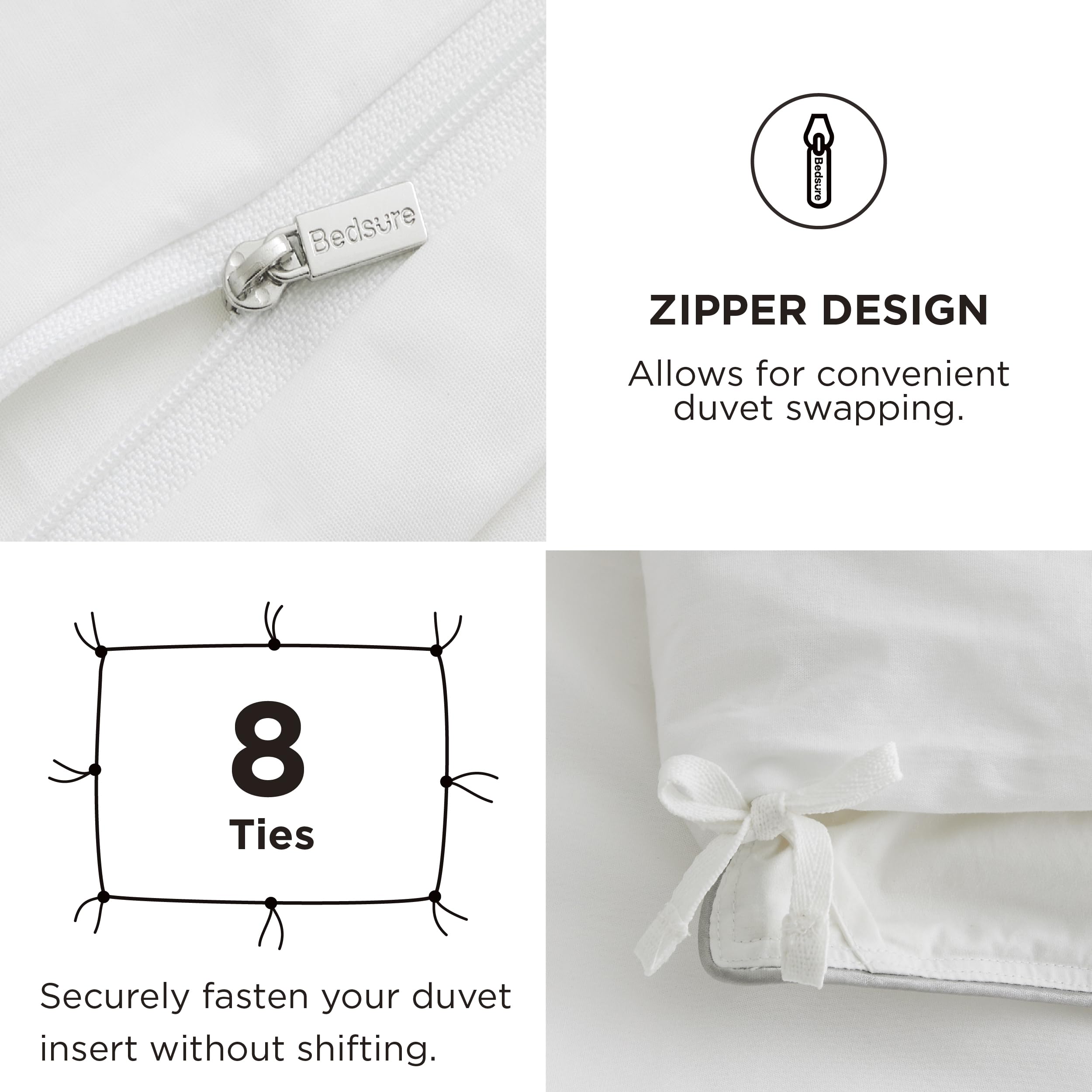 Foto 7 pulgar | Funda De Edredón De Algodón Tamaño Queen Con Ribete De Encaje Blanco - Venta Internacional