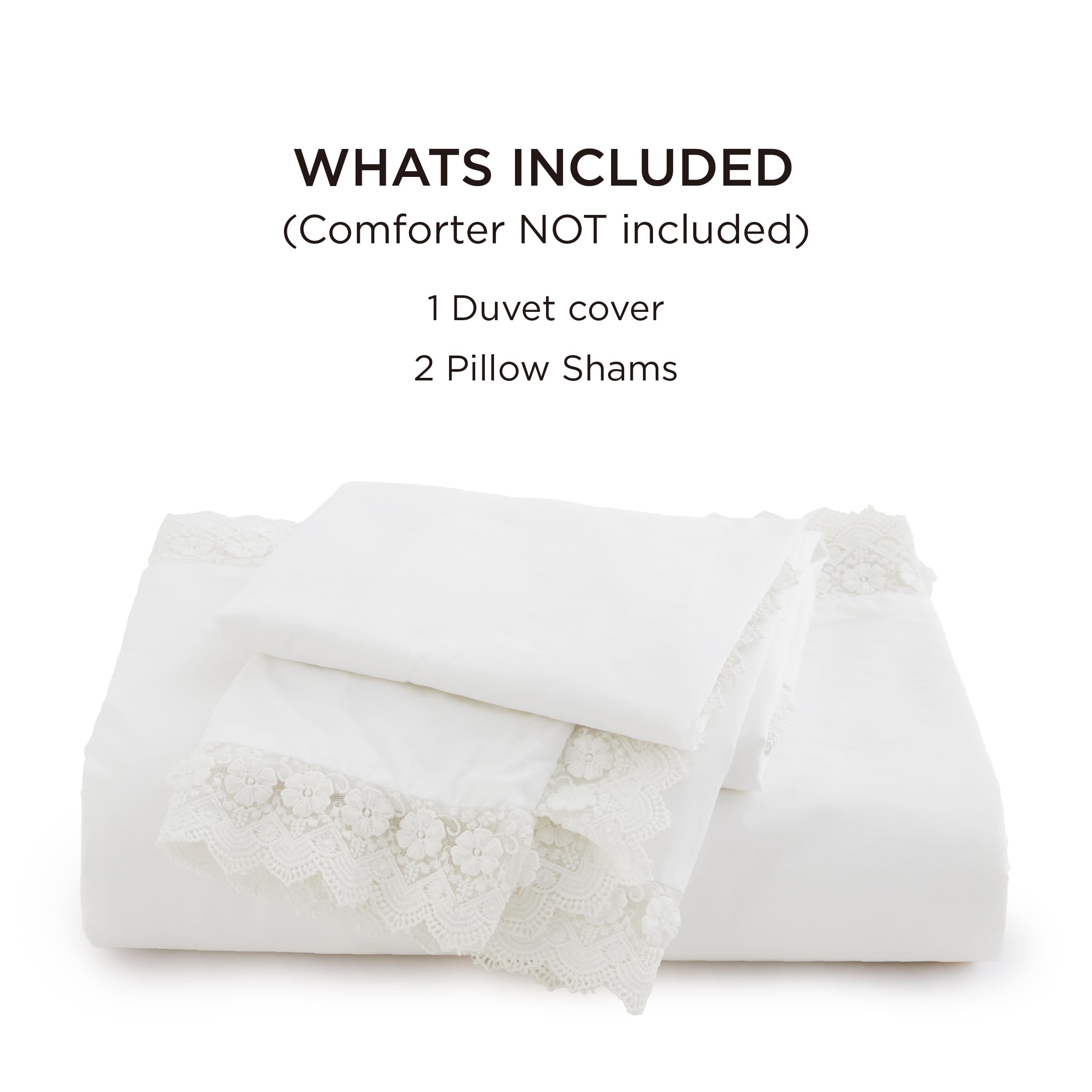 Foto 8 pulgar | Funda De Edredón De Algodón Tamaño Queen Con Ribete De Encaje Blanco - Venta Internacional