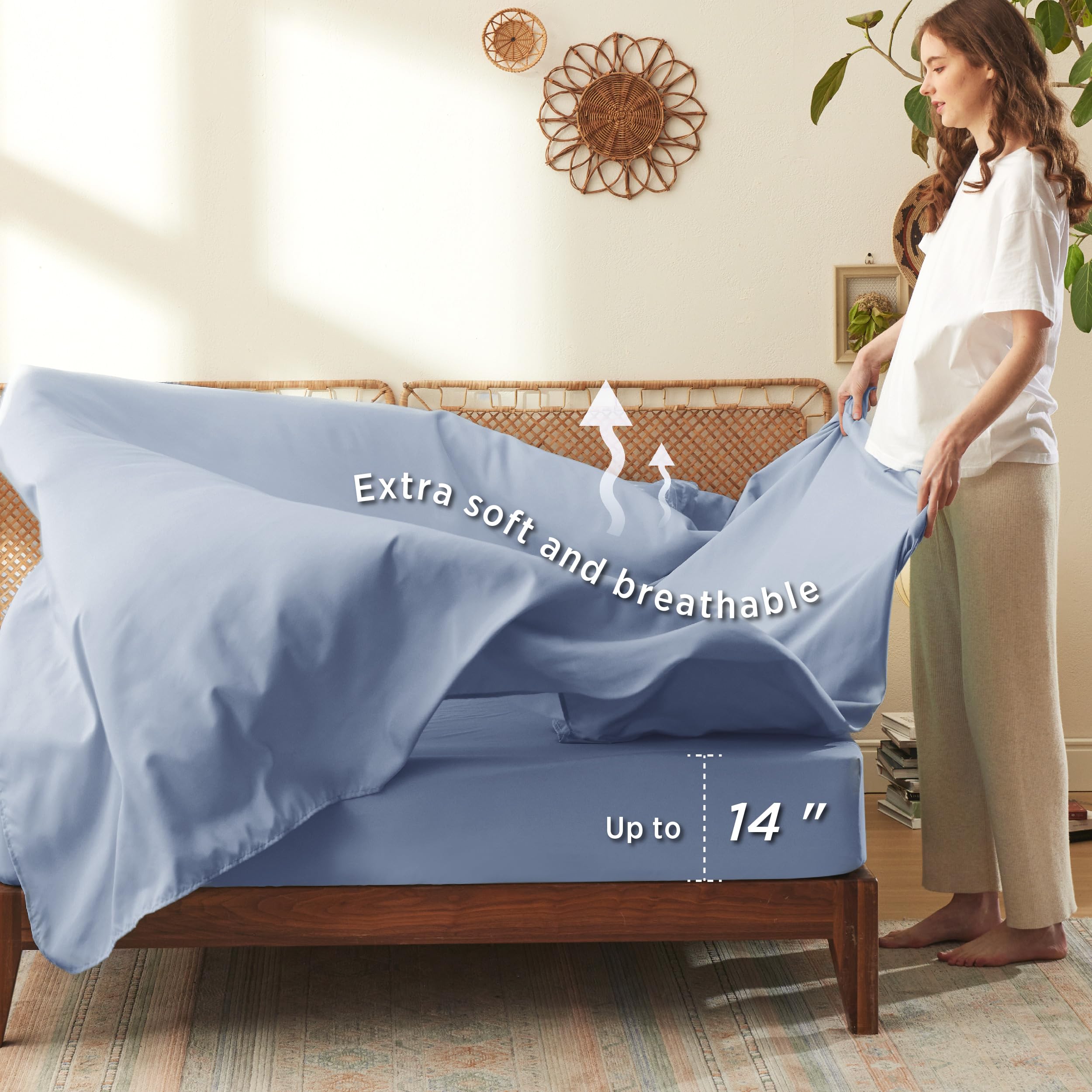 Foto 6 pulgar | Juego de Ropa para Cama Bedsure Queen Floral Azul 7 Piezas - Venta Internacional