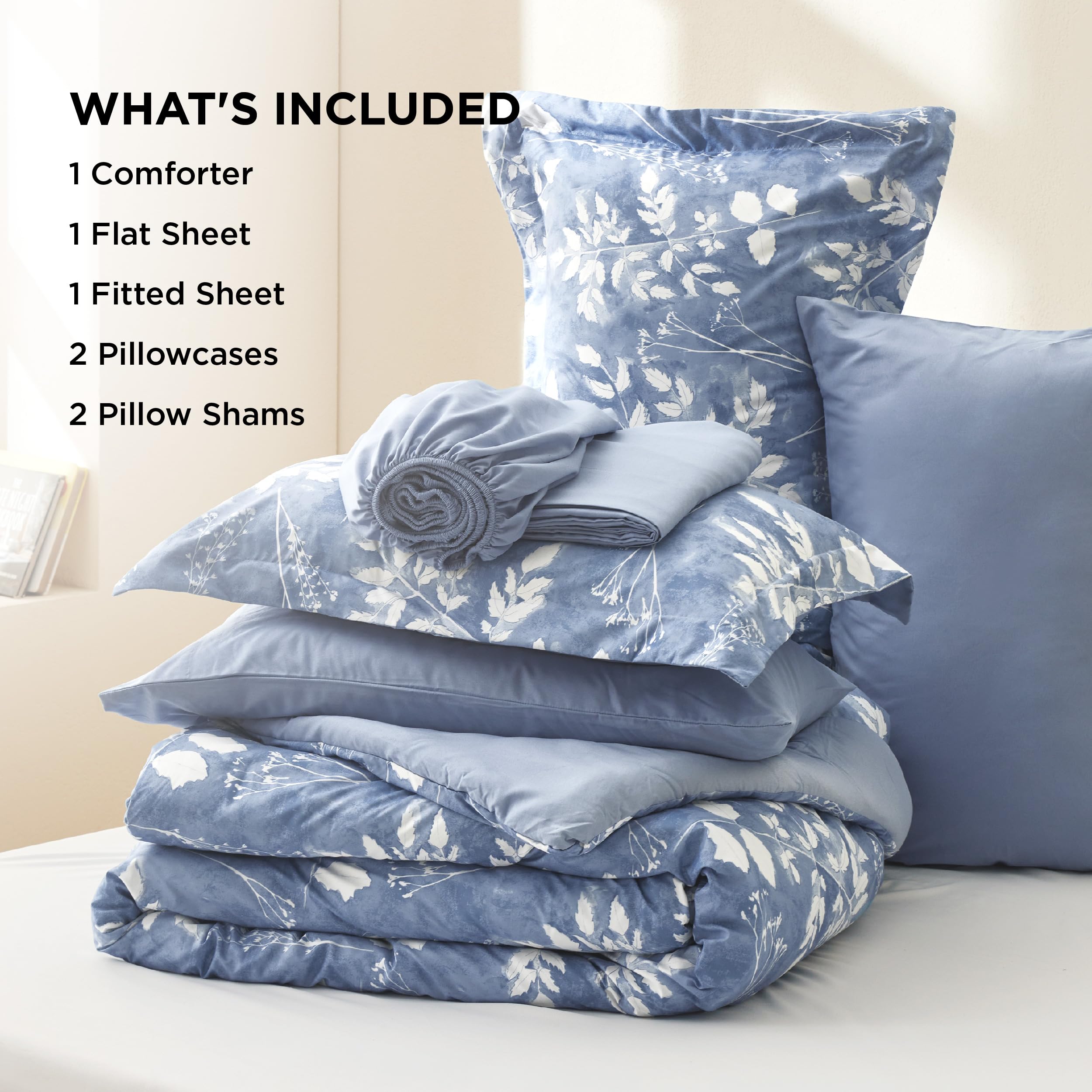 Foto 8 pulgar | Juego de Ropa para Cama Bedsure Queen Floral Azul 7 Piezas - Venta Internacional