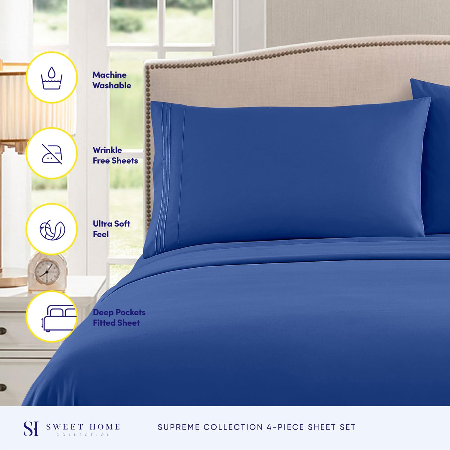 Foto 2 | Juego De Sábanas Sweet Home Collection Split King Royal Blue - Venta Internacional.