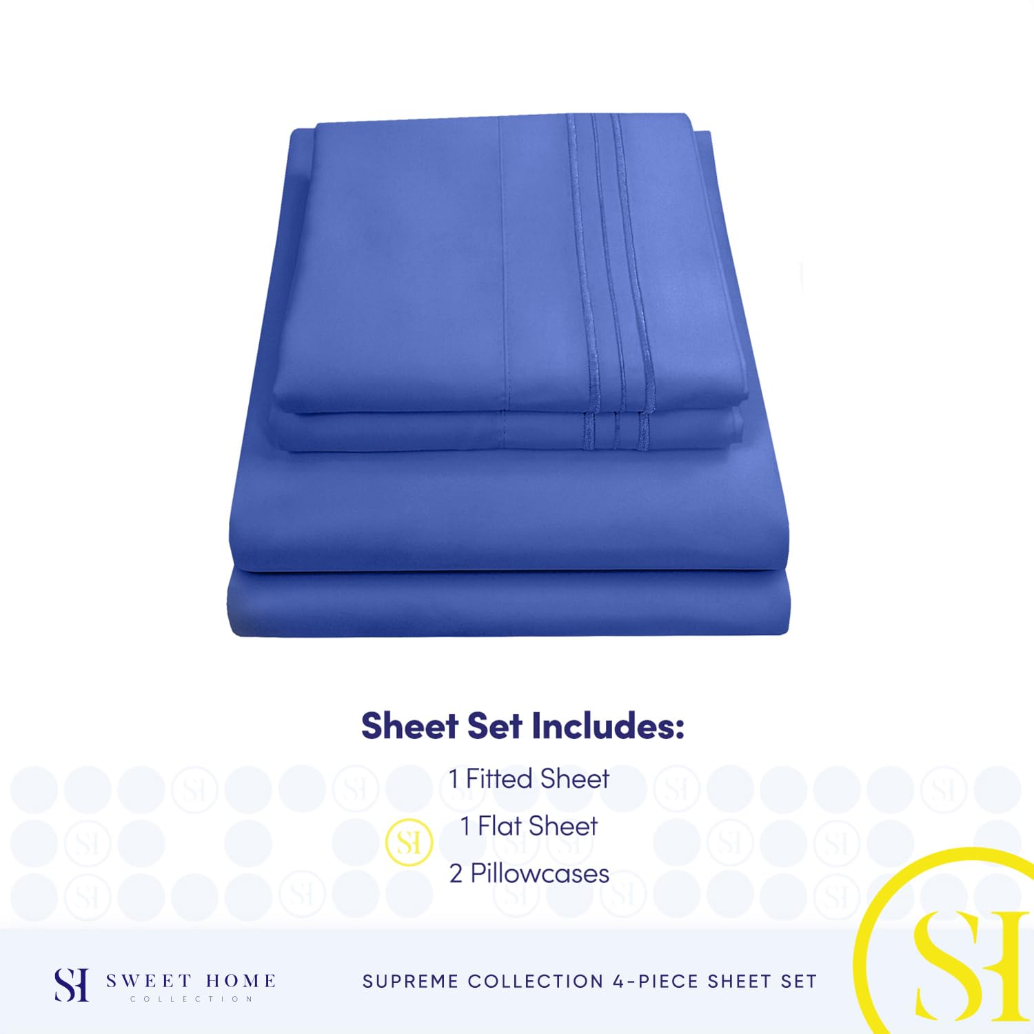 Foto 5 pulgar | Juego De Sábanas Sweet Home Collection Split King Royal Blue - Venta Internacional.