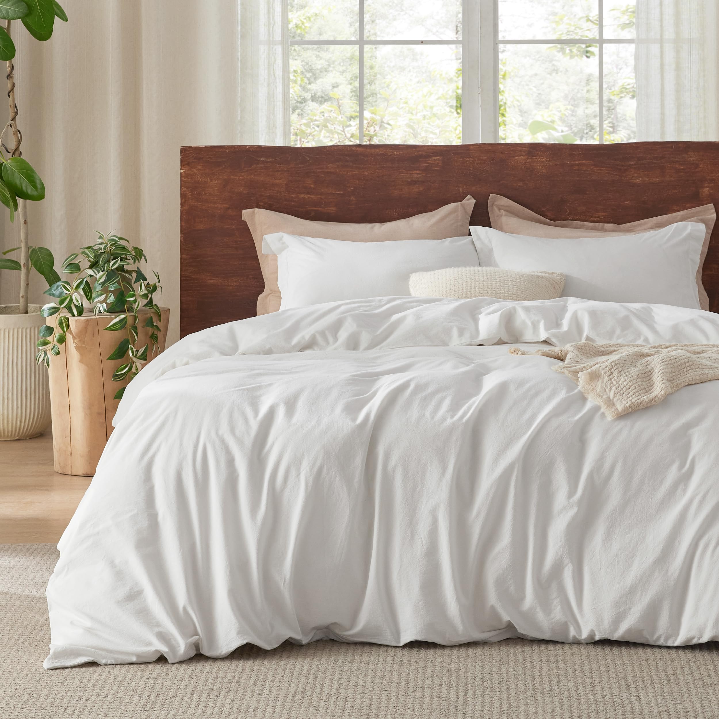 Foto 2 pulgar | Funda de Edredón Para Cama 100% Algodón Lavado Tamaño King Blanco - Venta Internacional