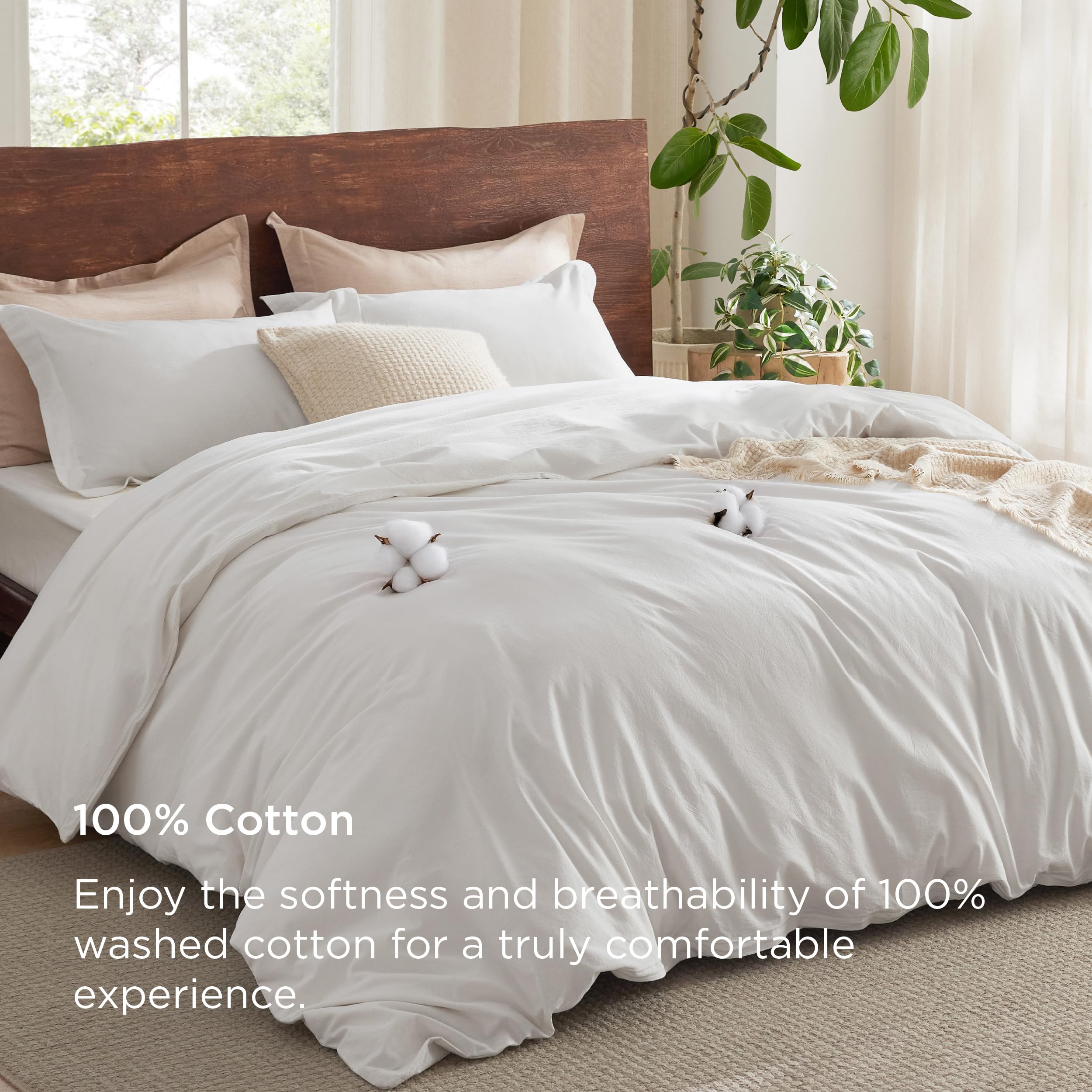 Foto 3 pulgar | Funda de Edredón Para Cama 100% Algodón Lavado Tamaño King Blanco - Venta Internacional