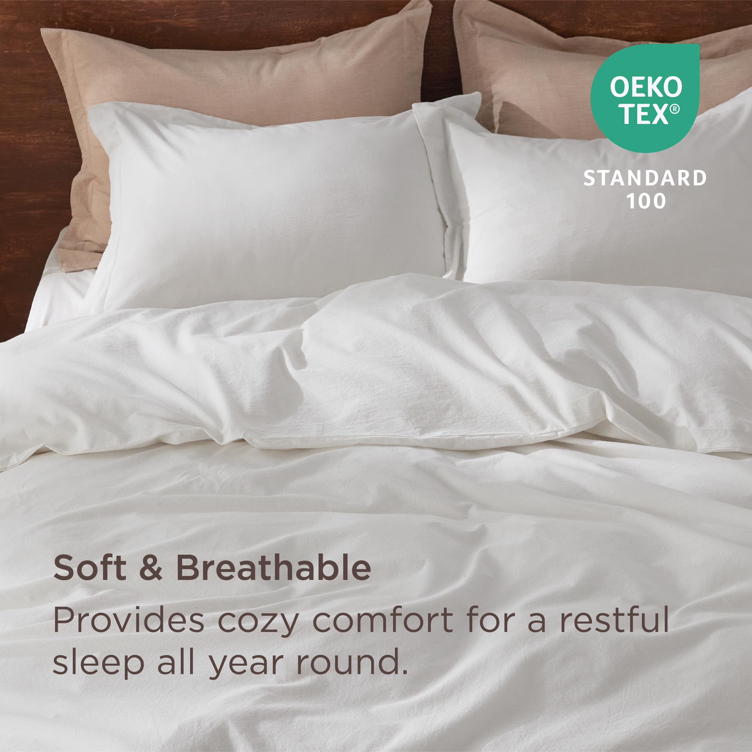 Foto 4 pulgar | Funda de Edredón Para Cama 100% Algodón Lavado Tamaño King Blanco - Venta Internacional