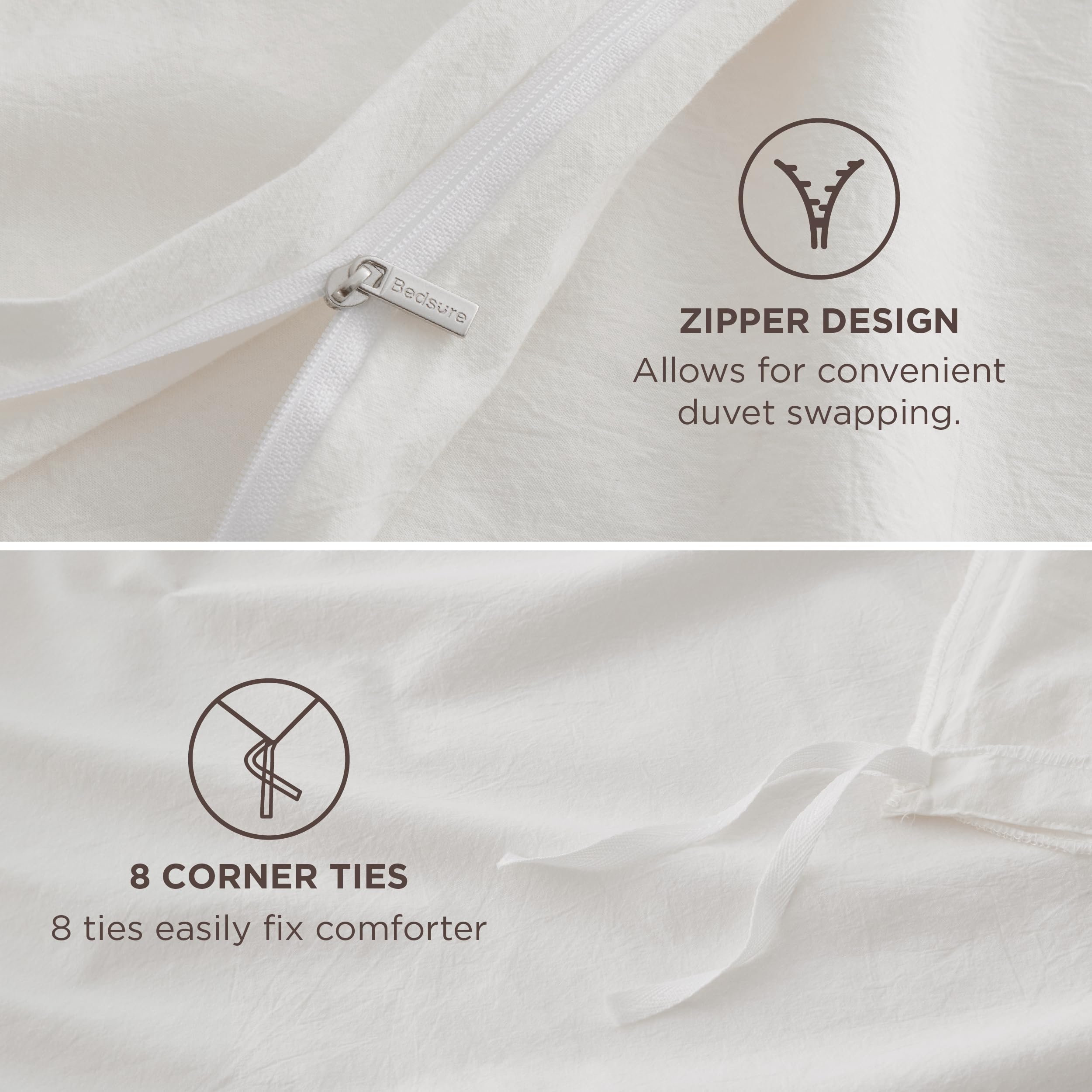 Foto 8 pulgar | Funda de Edredón Para Cama 100% Algodón Lavado Tamaño King Blanco - Venta Internacional
