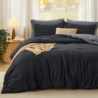 Foto 2 | Juego de Edredón Bedsure Queen Reversible Negro 3 Piezas - Venta Internacional