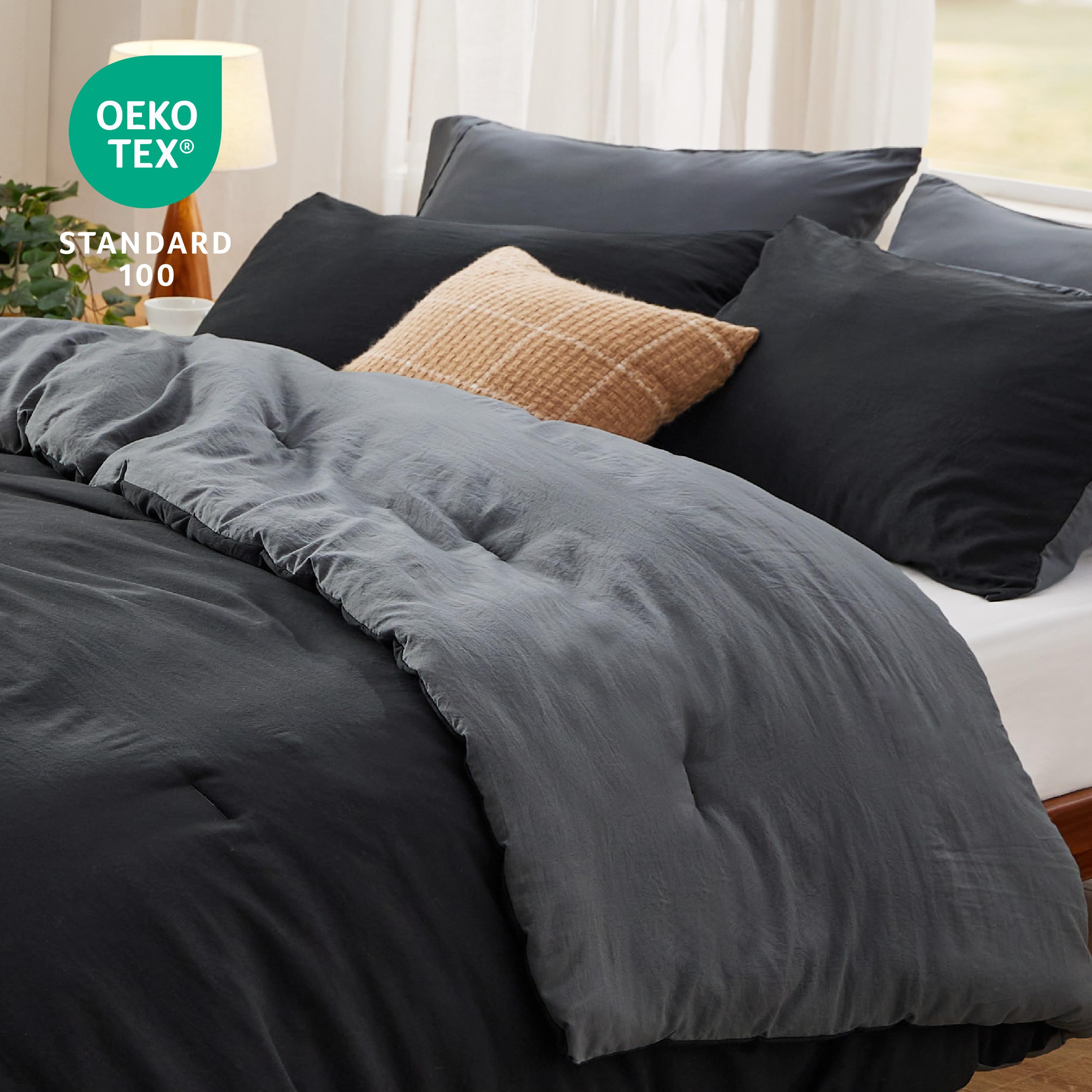Foto 5 pulgar | Juego de Edredón Bedsure Queen Reversible  Negro 3 Piezas - Venta Internacional