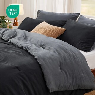 Foto 4 | Juego de Edredón Bedsure Queen Reversible Negro 3 Piezas - Venta Internacional