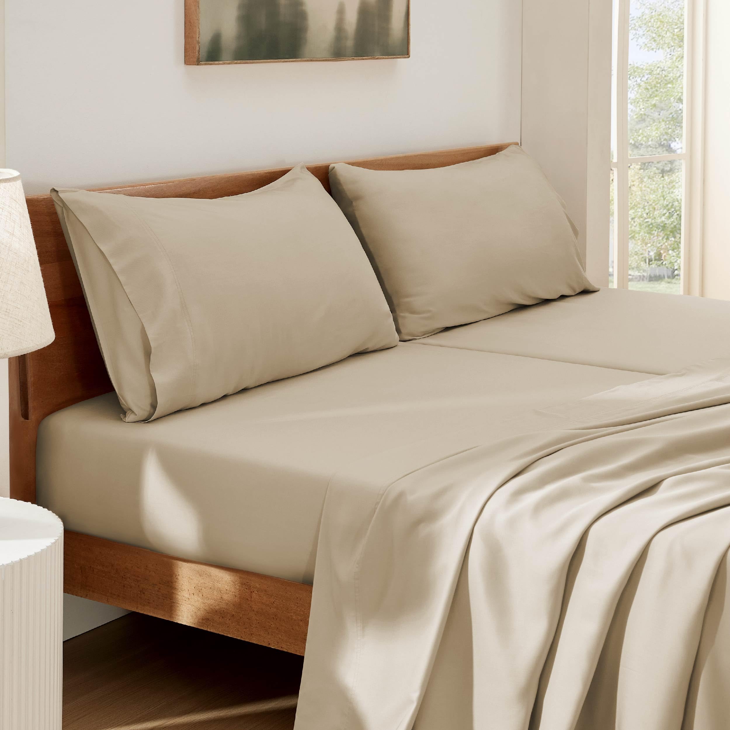 Juego De Sábanas Bedsure Split King, Derivado Del Rayón, Bambú, Beige - Venta Internacional.