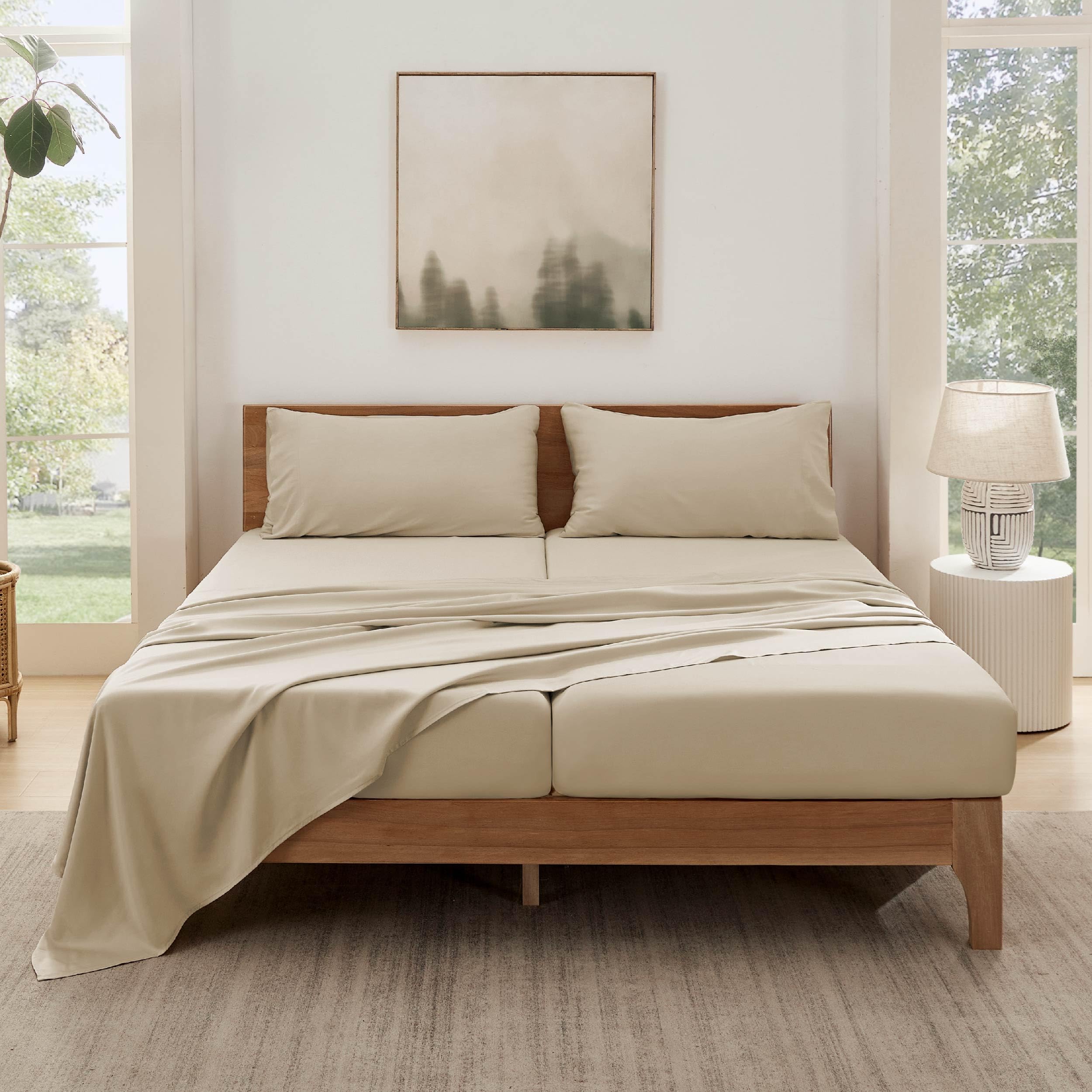 Foto 3 | Juego De Sábanas Bedsure Split King, Derivado Del Rayón, Bambú, Beige - Venta Internacional.