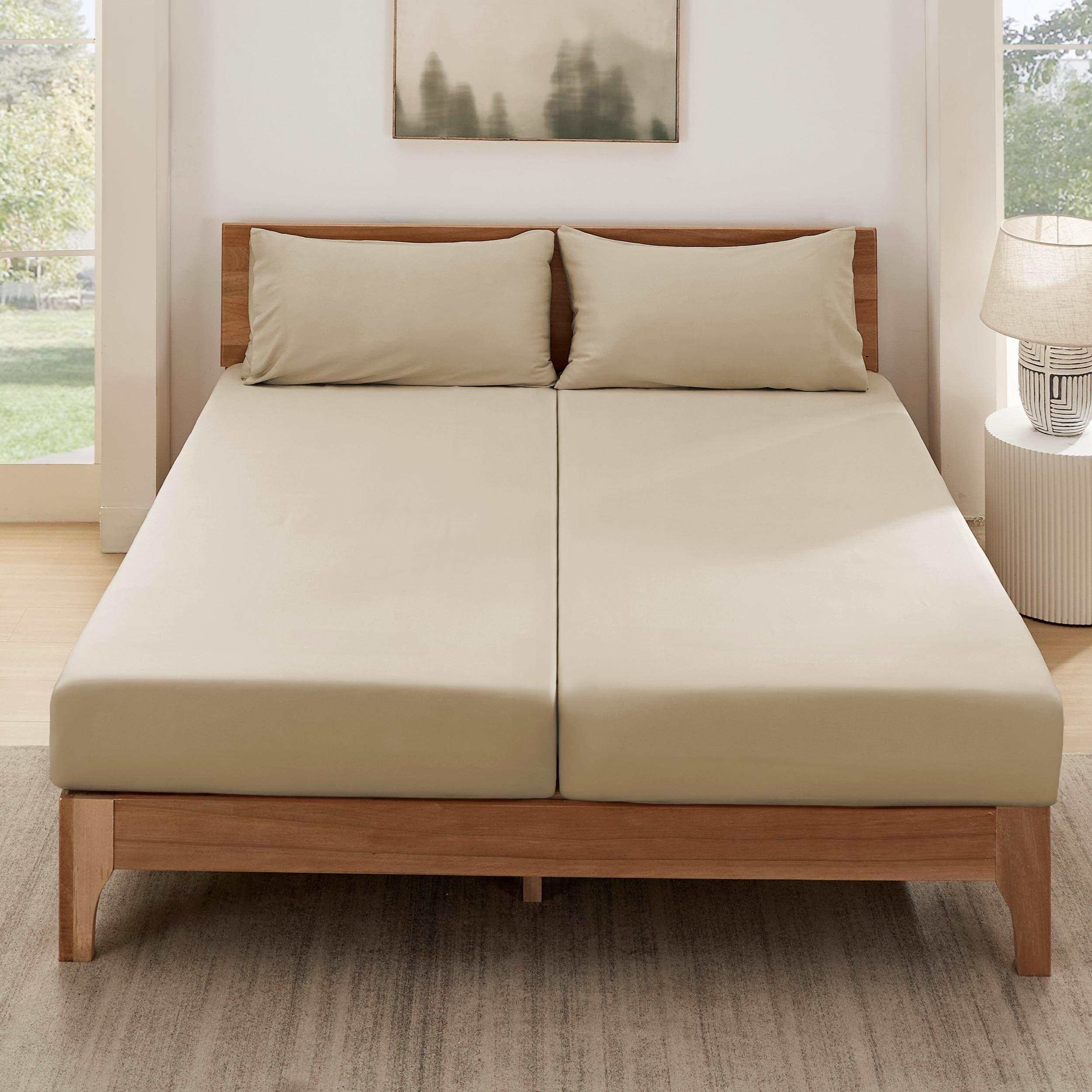 Foto 4 | Juego De Sábanas Bedsure Split King, Derivado Del Rayón, Bambú, Beige - Venta Internacional.